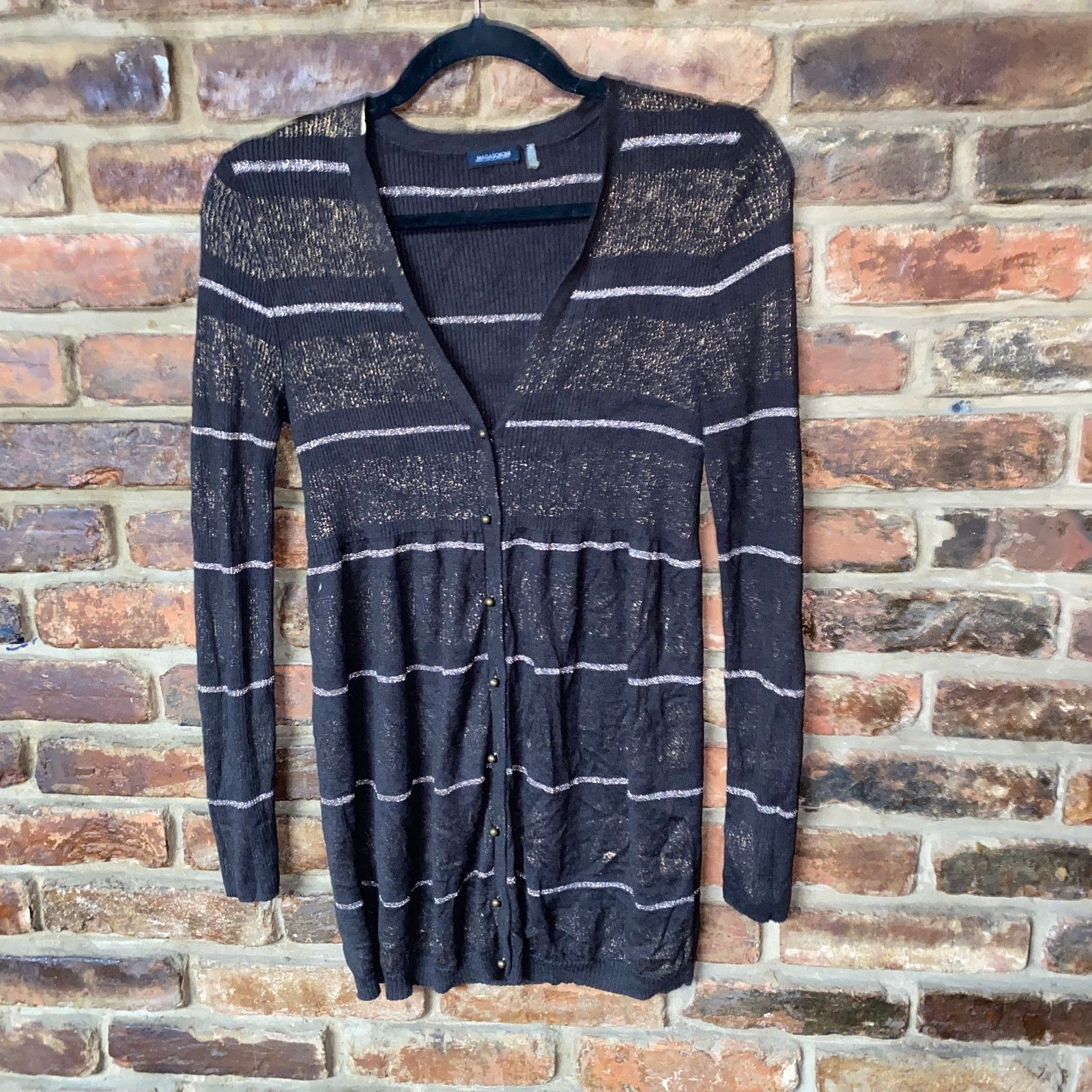 Magaschoni Magaschoni Brown Metallic Button Down Cardigan Sweater Small Size S / US 4 / IT 40 - 1 Thumbnail