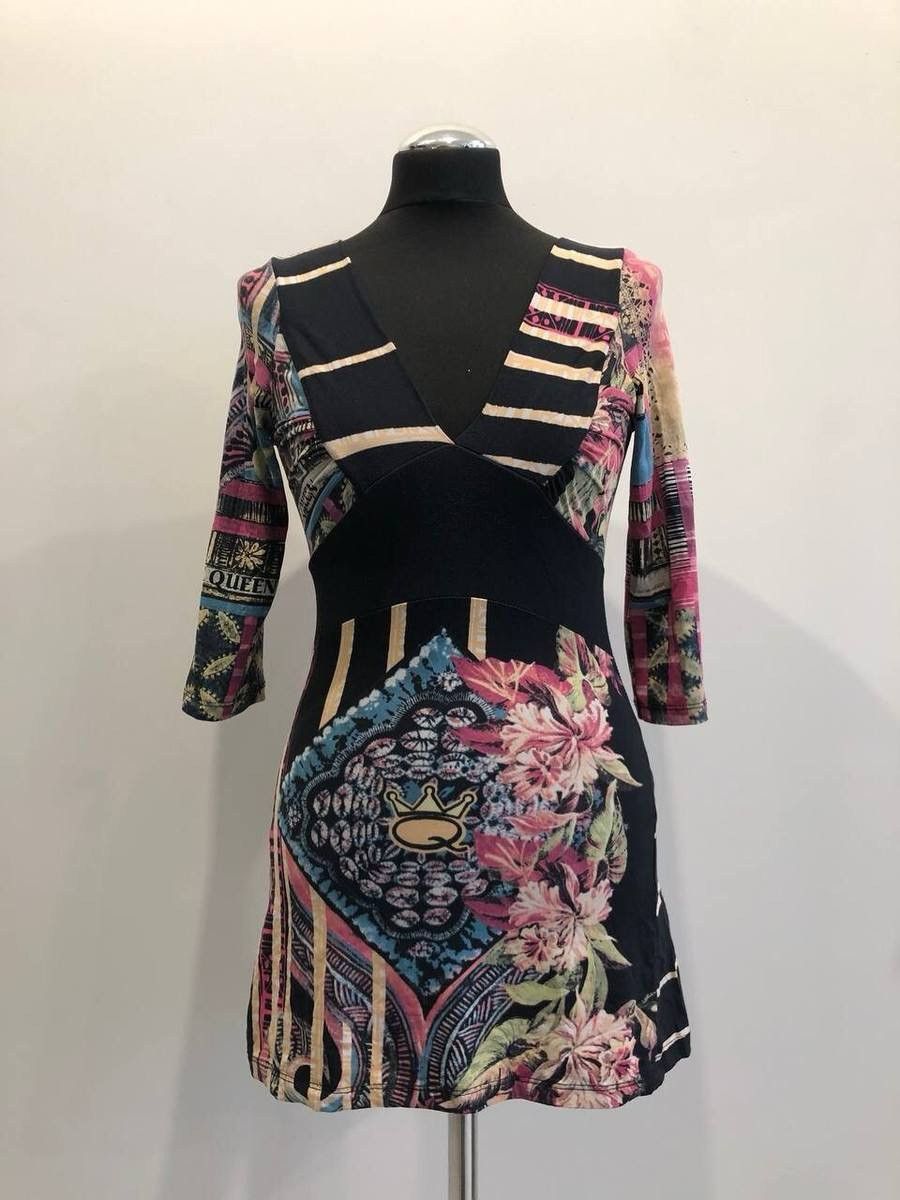 Jean Paul Gaultier Save the Queen Floral Abstract Print Stretch Tunic Top Size S / US 4 / IT 40 - 1 Thumbnail