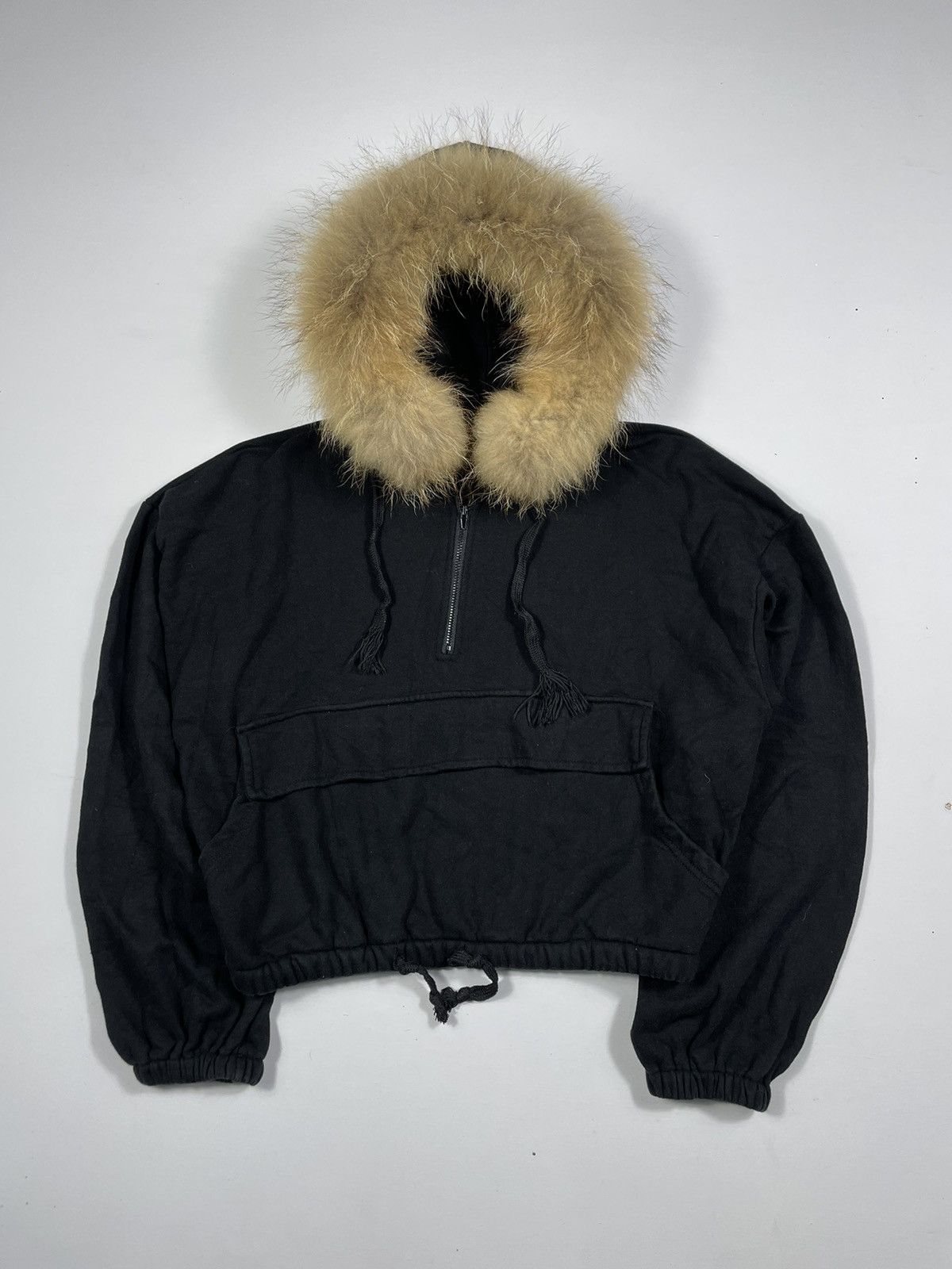 Japanese Brand Black Cropped Fur Hoodie lgb style S-M Size US S / EU 44-46 / 1 - 1 Thumbnail