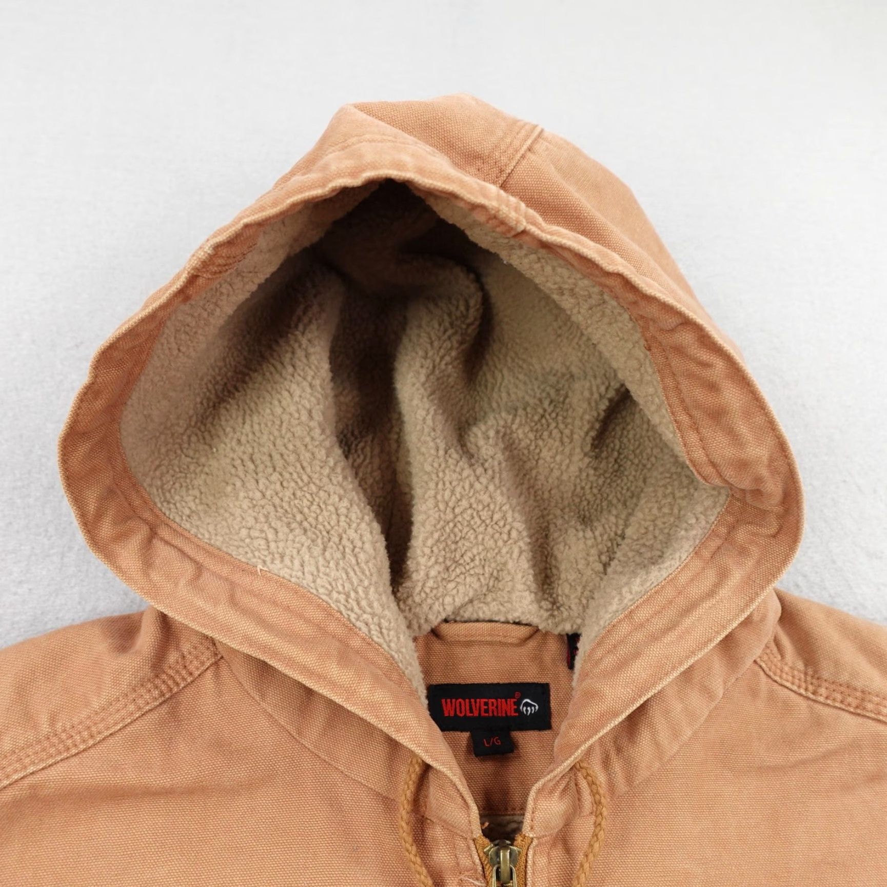 Vintage Wolverine Jacket Large Mens Brown Canvas Sherpa Lined Chore Work Coat Zip Up Size US L / EU 52-54 / 3 - 2 Thumbnail