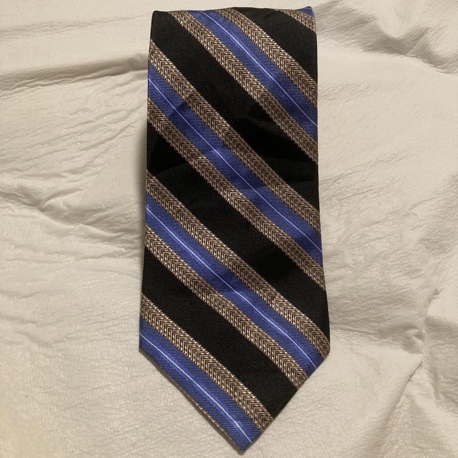 Pronto Uomo NWOT Pronto Uomo Blue/Black Stripe 100% Silk Tie Size ONE SIZE - 1 Thumbnail