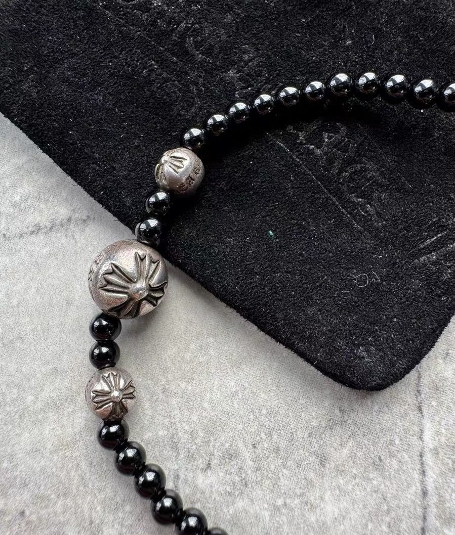 Chrome Hearts Chrome Hearts Four Silver Beads Obsidian Bracelet Size ONE SIZE - 2 Thumbnail