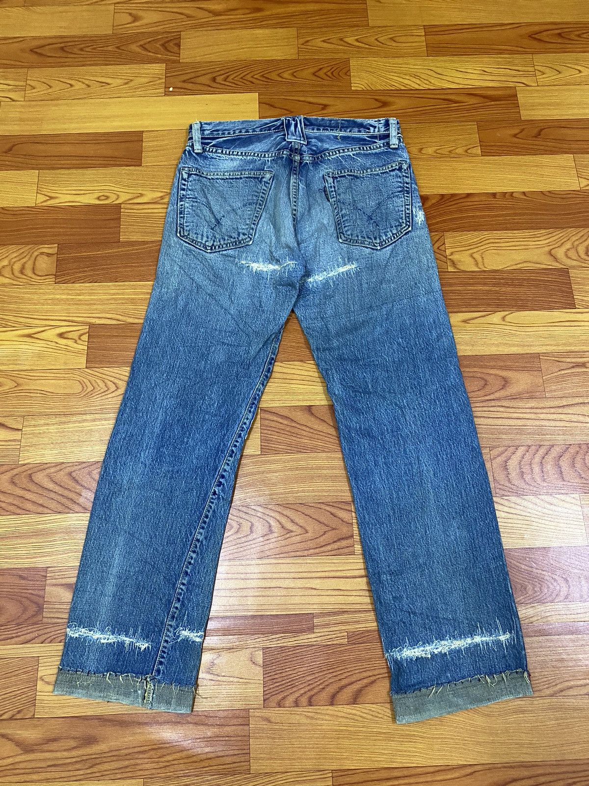 Blue Blue Japan Rare!! Blue Blue Jeans Denim Boro Distressed Style Size US 31 - 11 Thumbnail