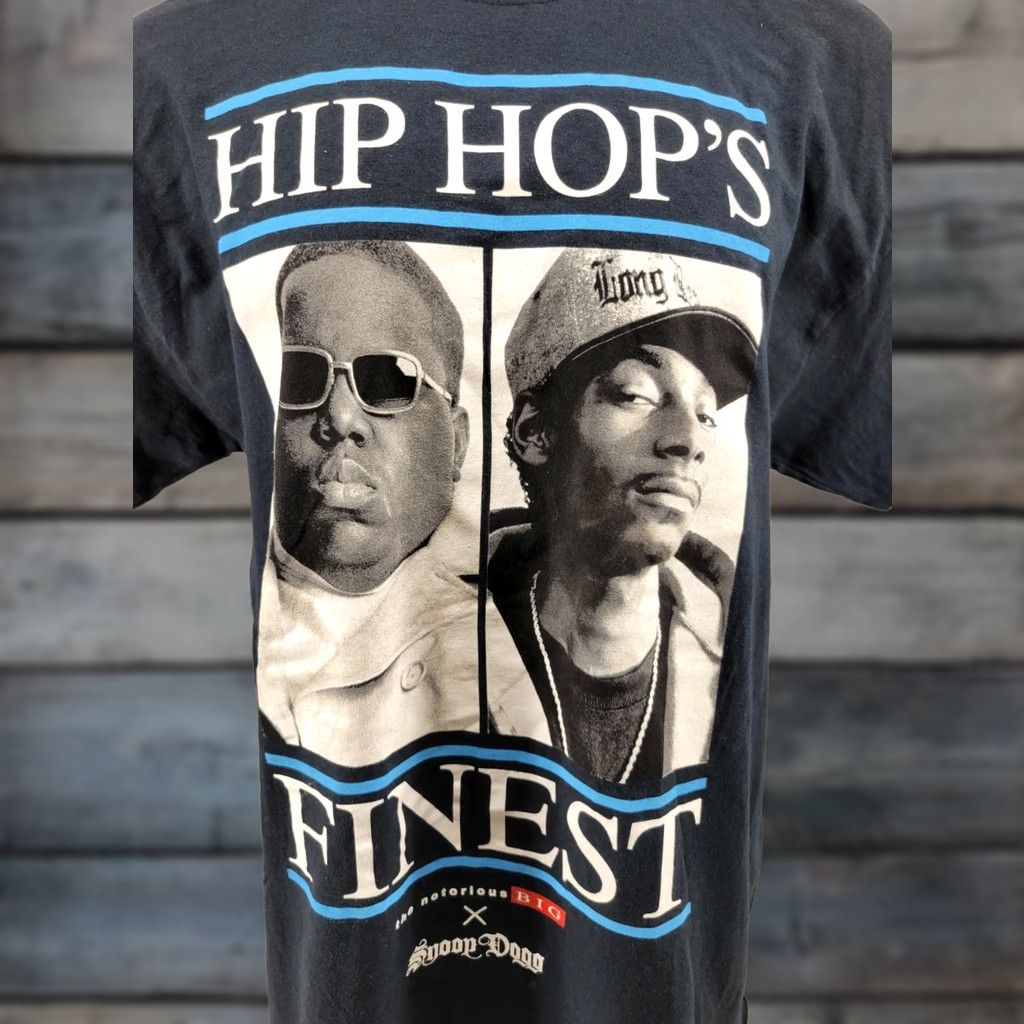 Vintage Hip Hop Finest Snoop Dogg Notorious B.I.G T-Shirt XL Mens Black 90s Hip Hop Cotton Crew Neck Short Sleeve Regular Fit Size US XL / EU 56 / 4 - 1 Thumbnail