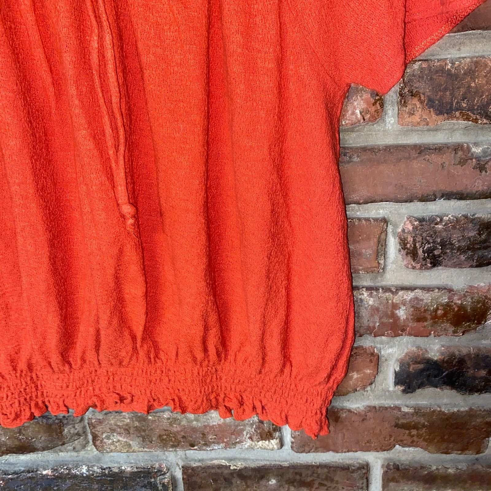 Madewell Madewell Texture & Thread Red Smocked Drawstring Top Small Size S / US 4 / IT 40 - 4 Thumbnail
