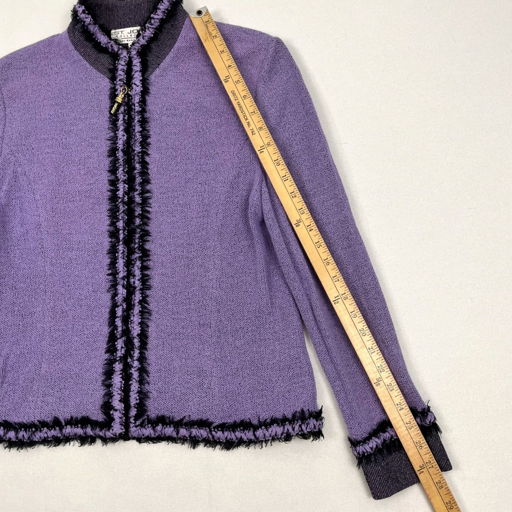 Vintage VINTAGE St John Blazer Womens Size 10 Purple Wool Boucle Knit Zip Fringe Academia Prep 90s Womens Size L / US 10 / IT 46 - 5 Thumbnail