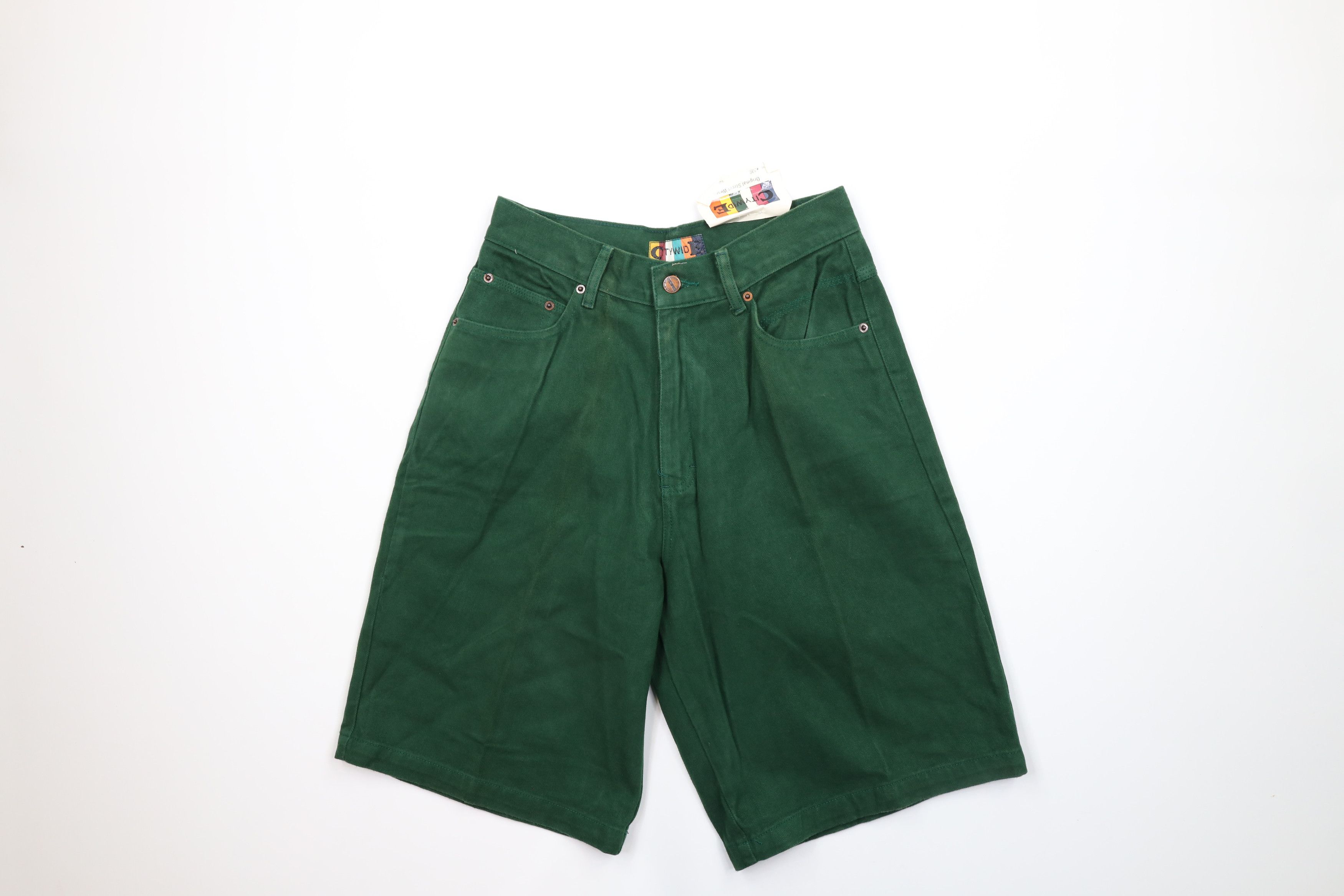 Deadstock Vintage 90s Streetwear Denim Shorts Jorts Green