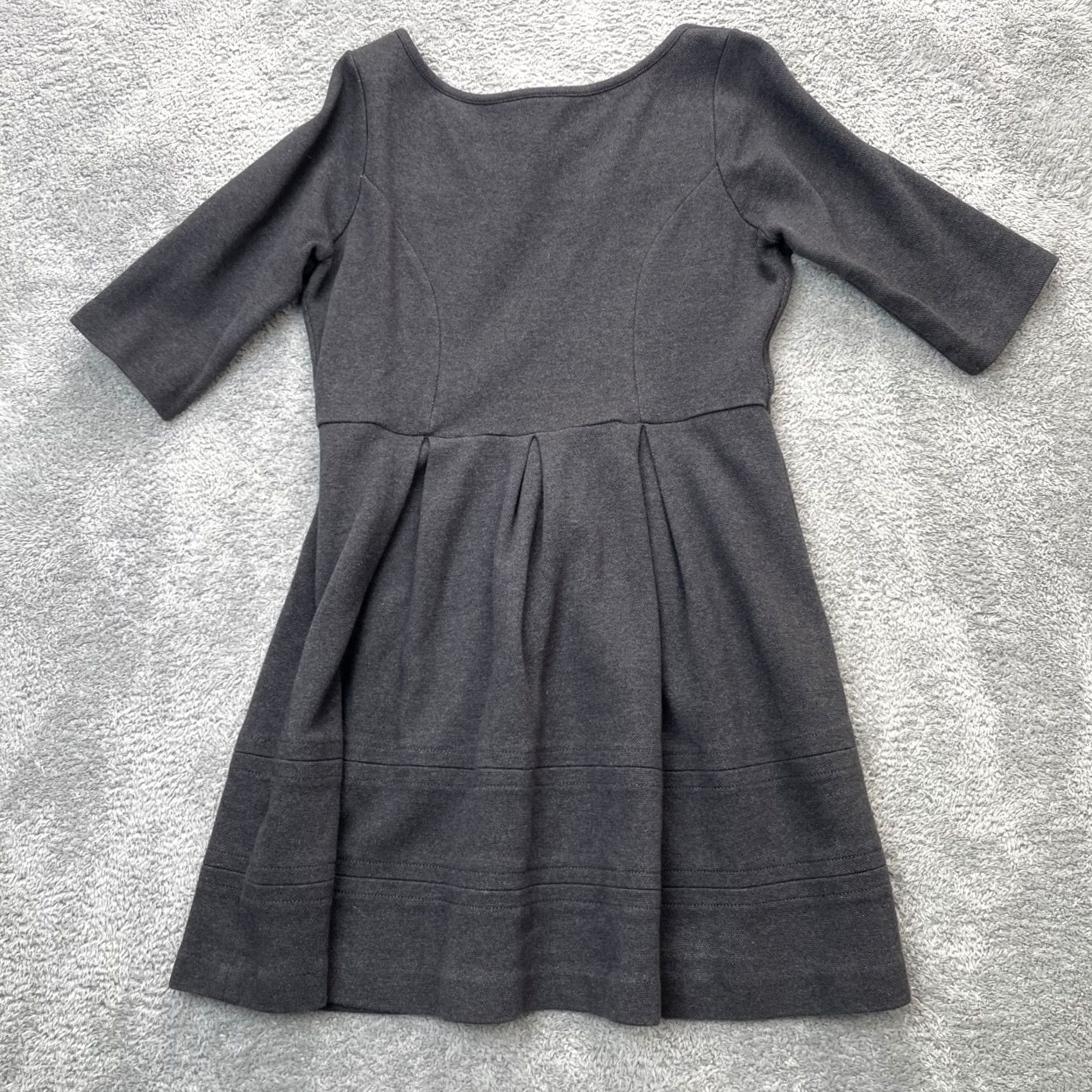 Boden Boden Dress Womens 10 Petite Gray Libby Ponte Jersey Stretch Cotton Pleated Dress Size L / US 10 / IT 46 - 2 Thumbnail