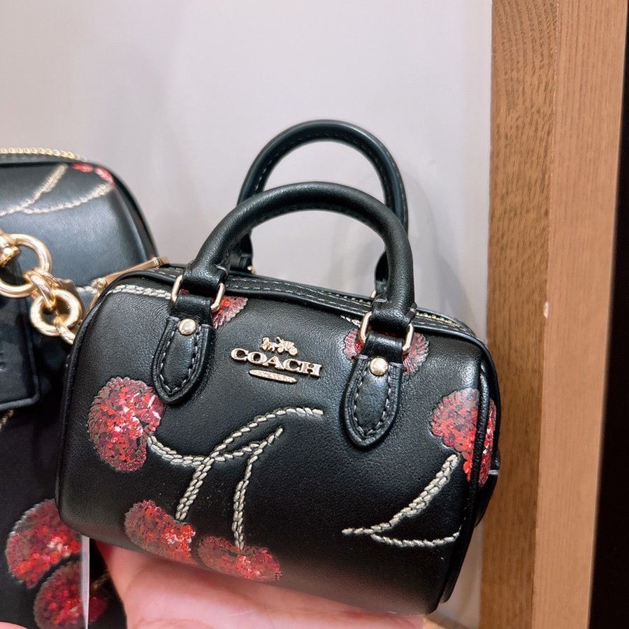 Coach Mini Rowan Bag Charm With Cherry Print CDB17 Size ONE SIZE - 3 Thumbnail