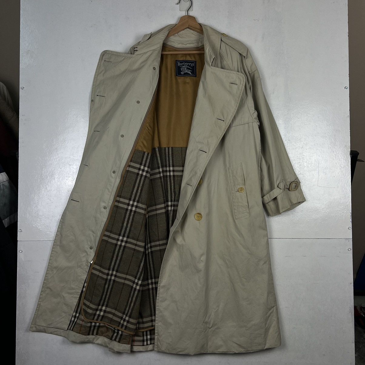 Burberry 🔥VINTAGE BURBERRYS LONG TRENCH COATS NOVA CHECK DESIGN Size US M / EU 48-50 / 2 - 9 Thumbnail