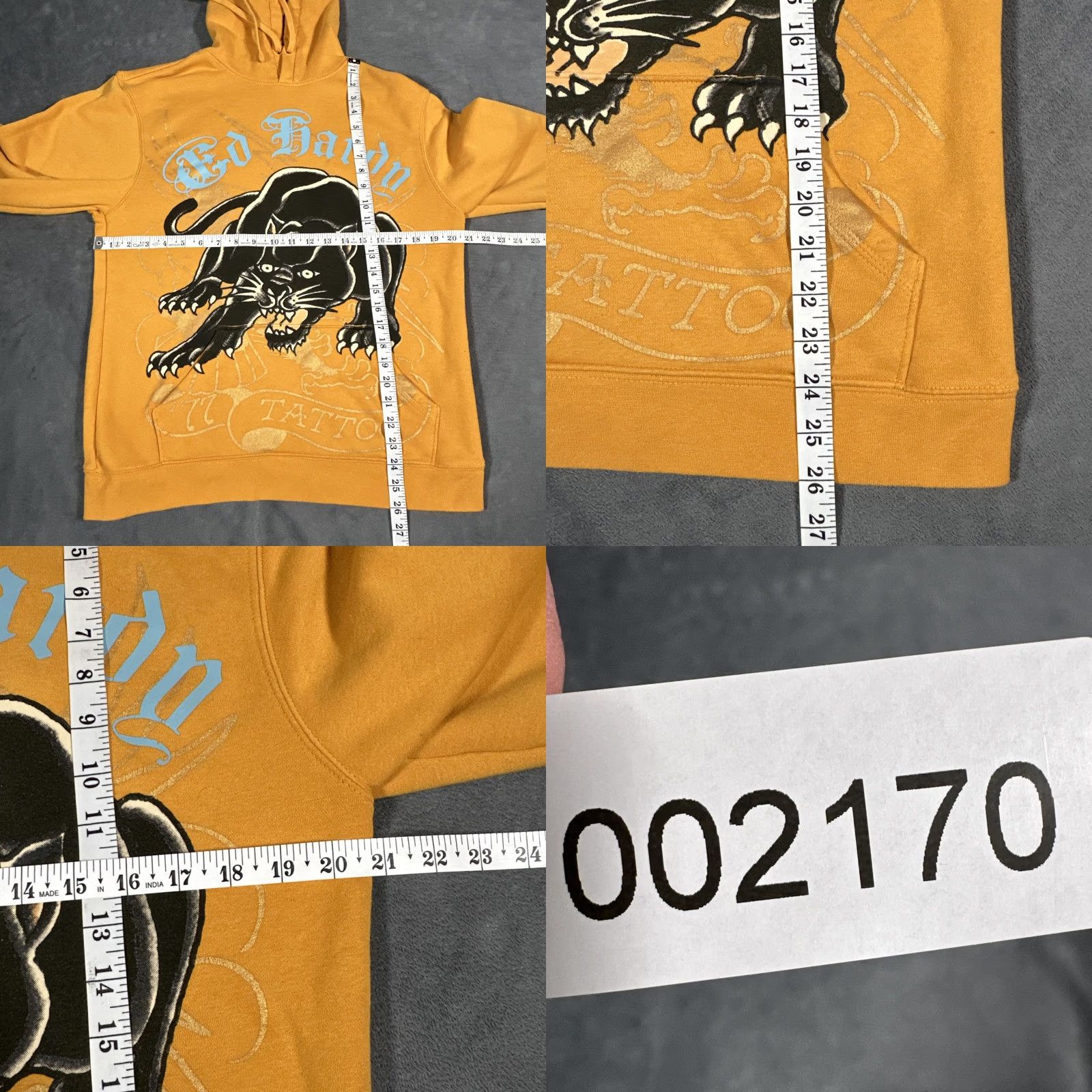 Ed Hardy Ed Hardy Hoodie Mens Medium Yellow Panther Tattoo Graphic DEH Fleece Pullover Size US M / EU 48-50 / 2 - 9 Thumbnail