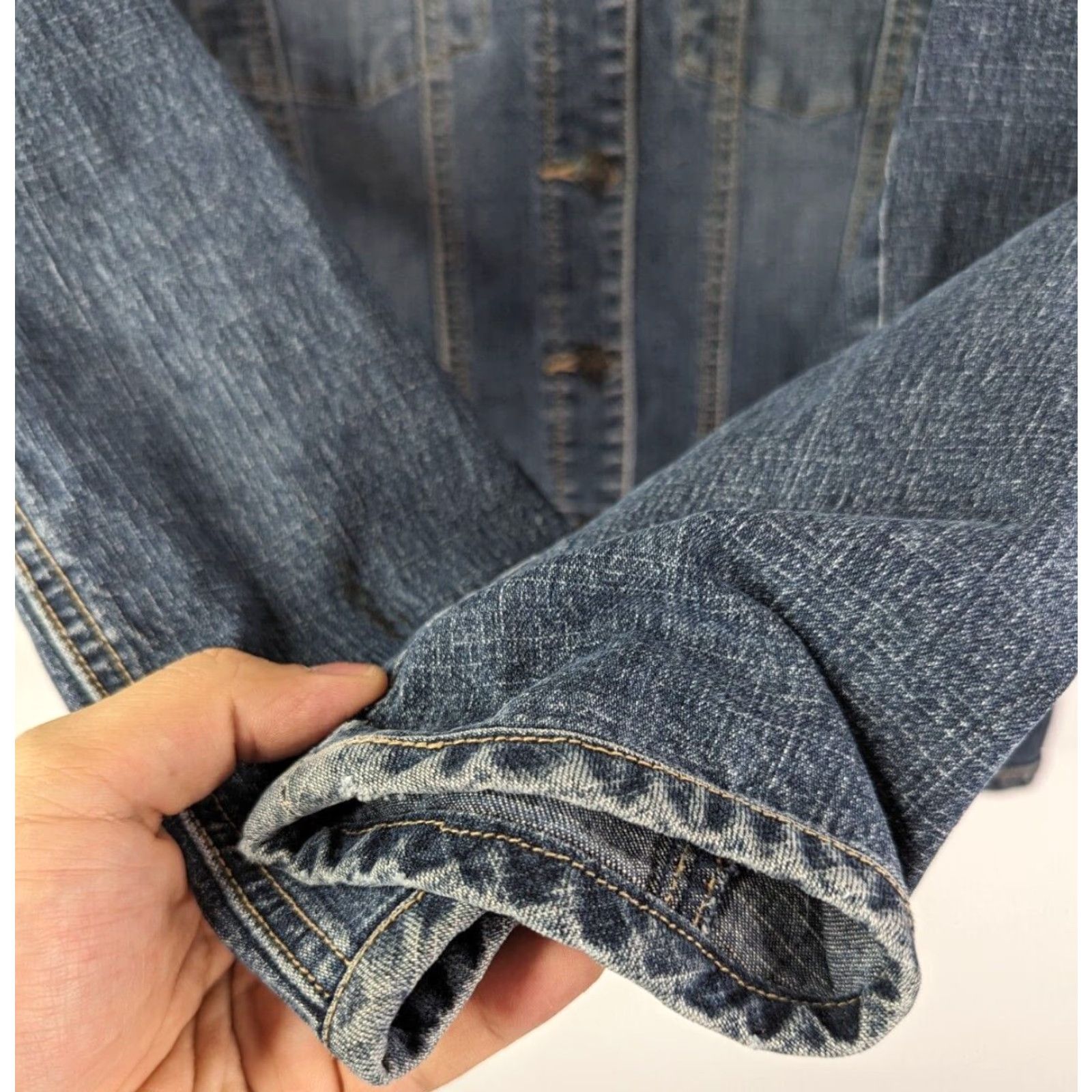 Denime VINTAGE A.M.I. Denim Jacket Jacket Blue Denim Short Long Sleeve Women S Small Button Casual 100% Cotton Denim 90s? Size S / US 4 / IT 40 - 3 Thumbnail