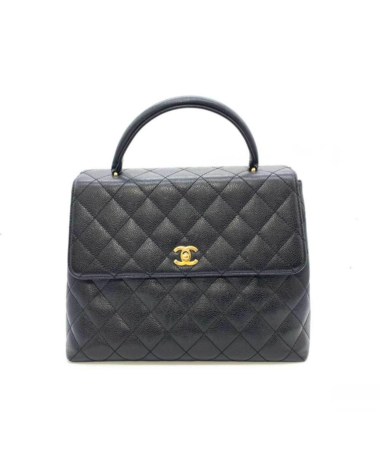 image of Chanel Black Leather Handle Handbag, Women's