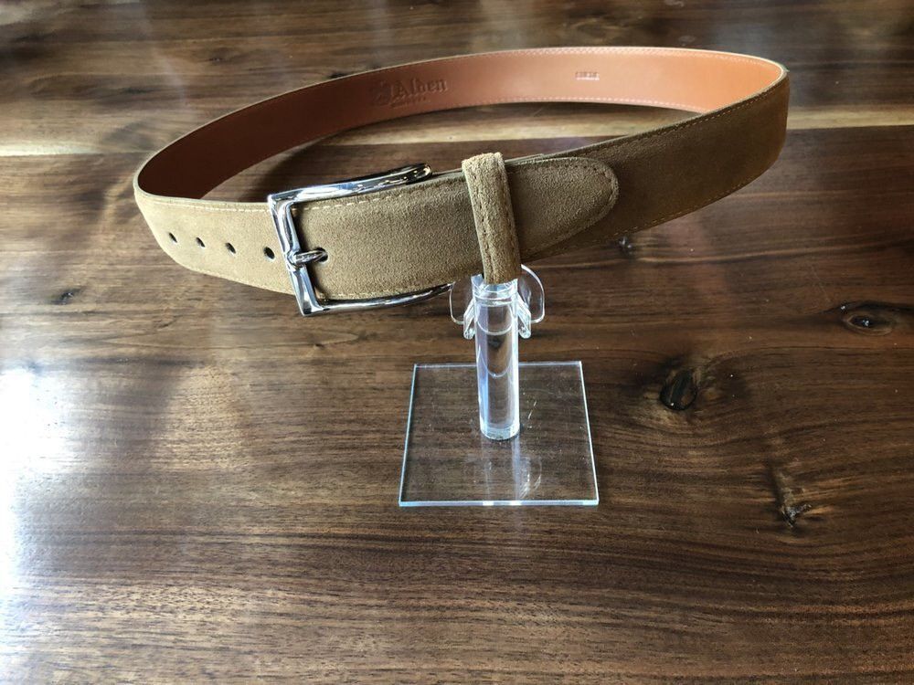 image of Alden Snuff Suede Belt in Tan Suede, Men's (Size 36)
