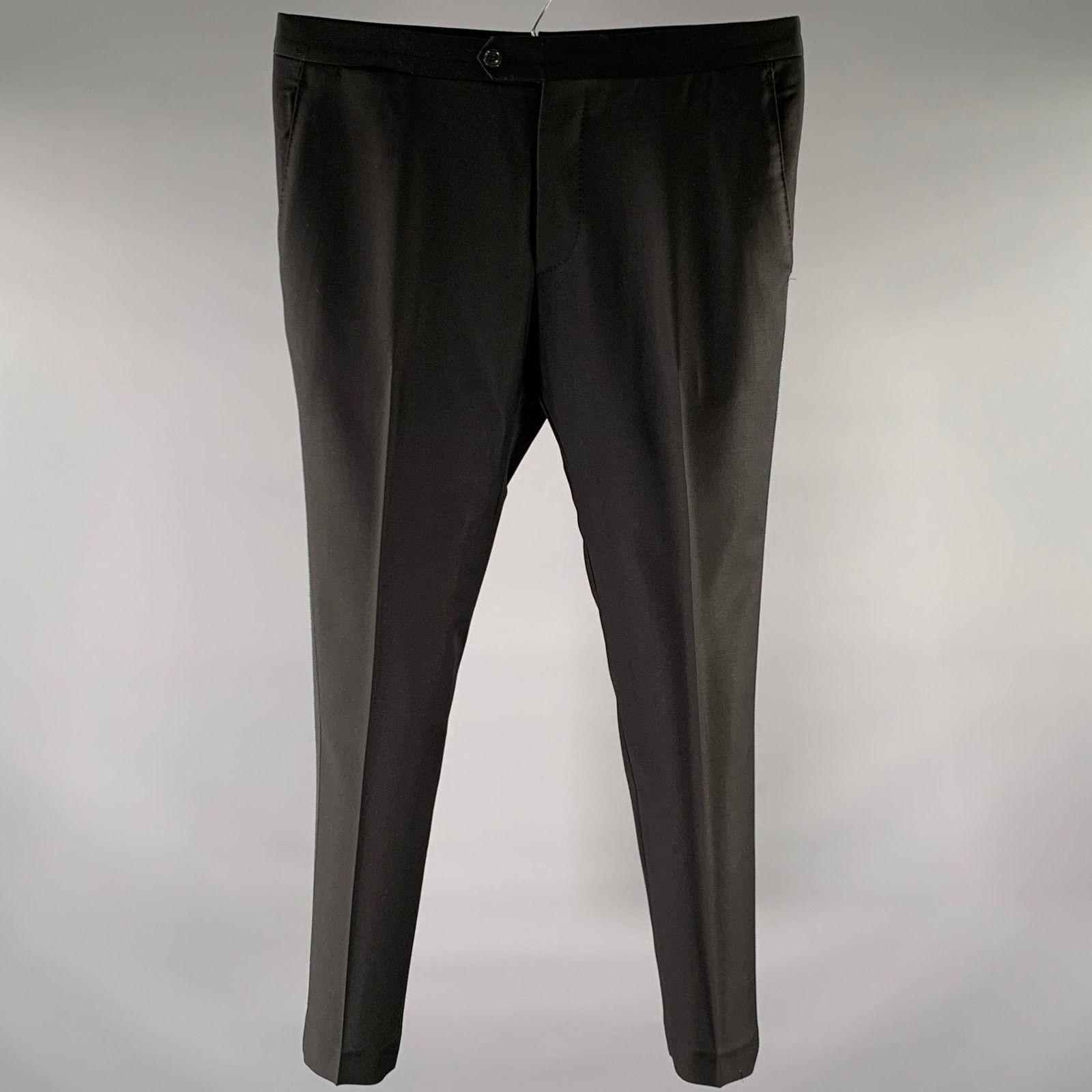 Lardini LARDINI Size 32 Black Wool Tuxedo Dress Pants Size US 32 / EU 48 - 1 Thumbnail