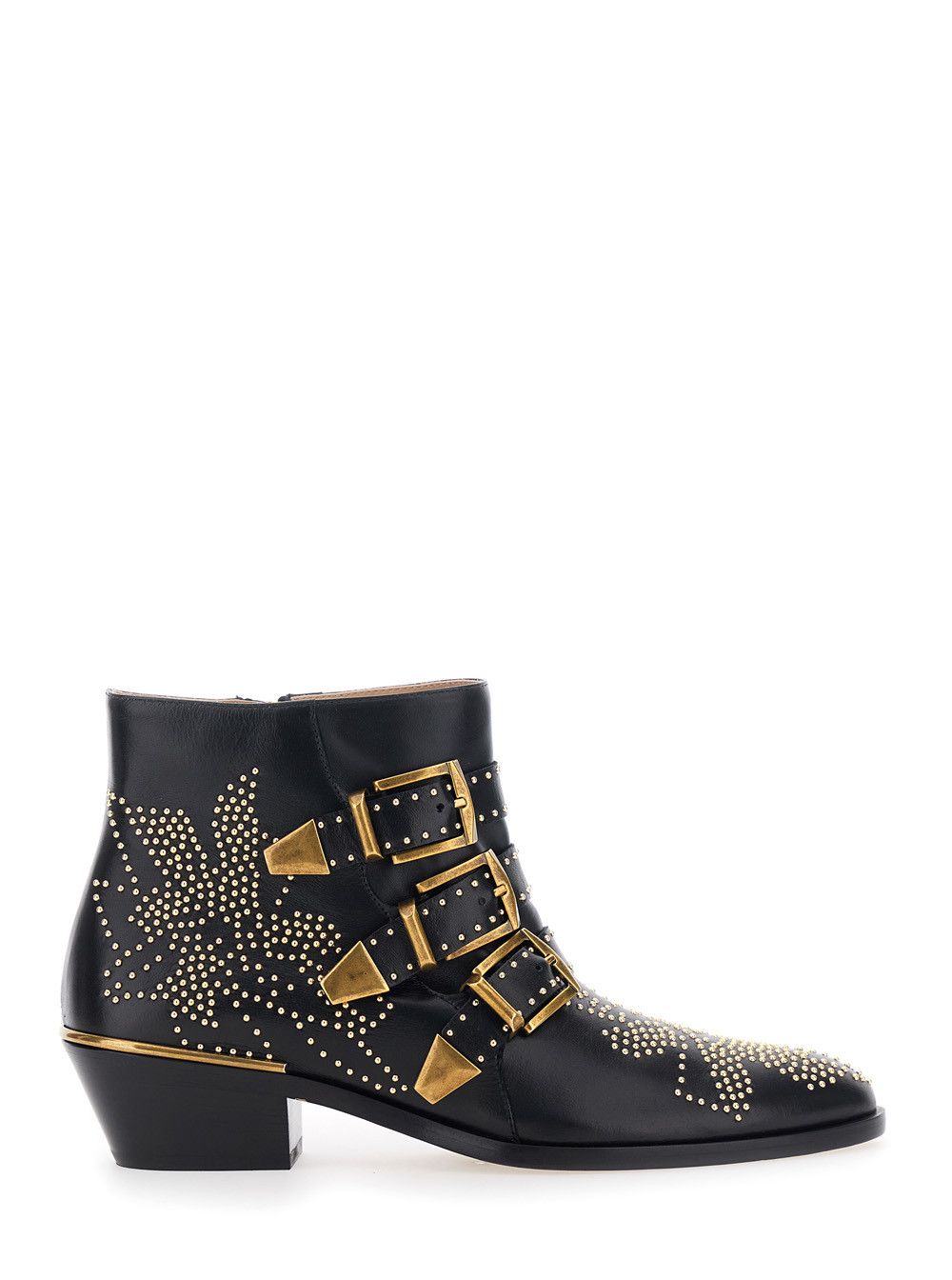 'Susan' Black Ankle Boots with Studs detail in Leather Woman