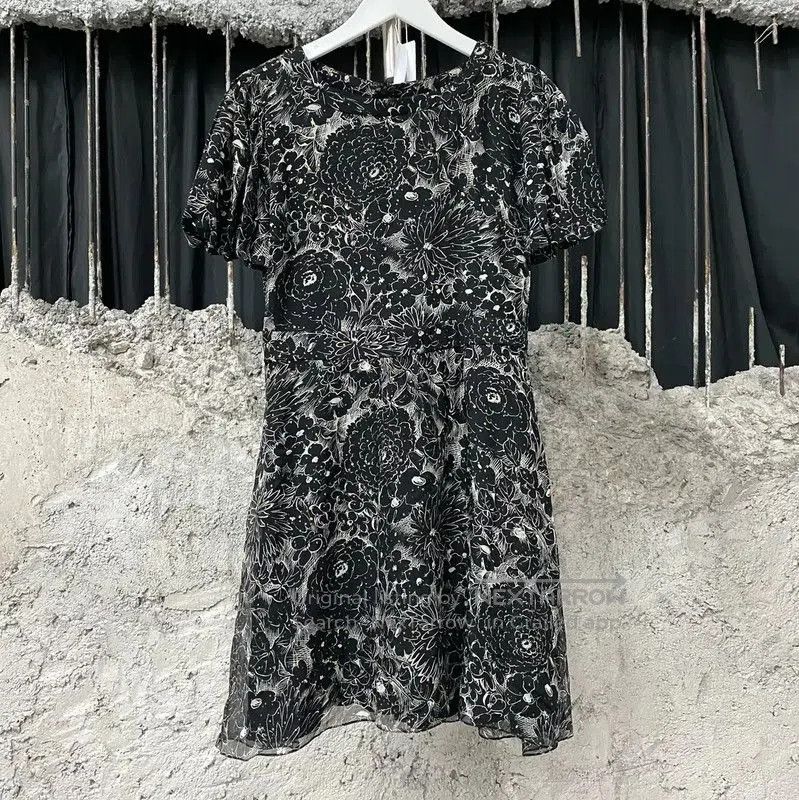 YSL Black Floral Print Women's Dress .