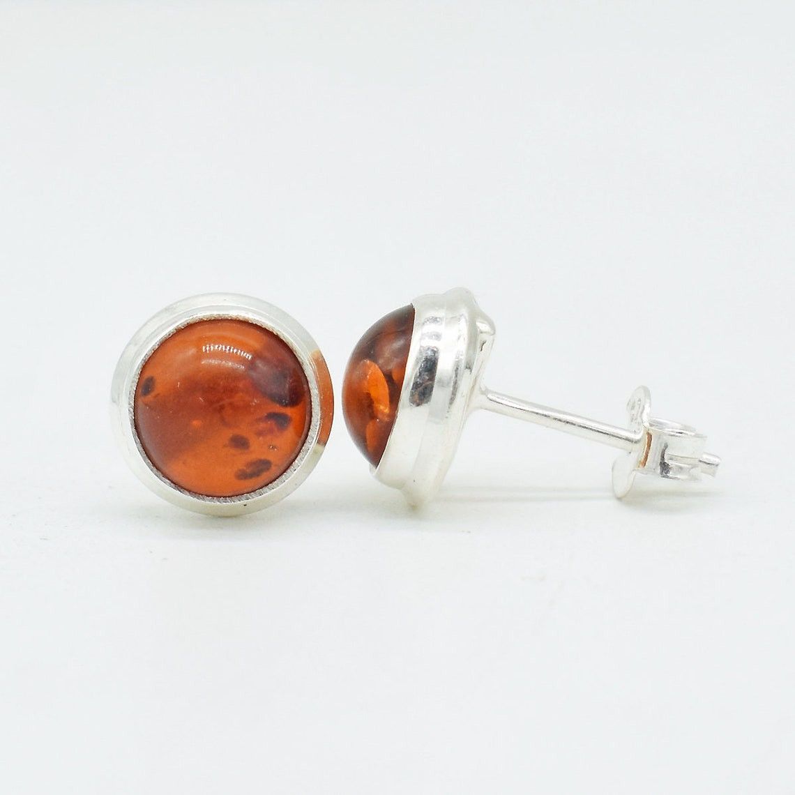 Handmade Natural Baltic Amber Stud Earrings: Sterling Silver Jewelry Size ONE SIZE - 1 Thumbnail