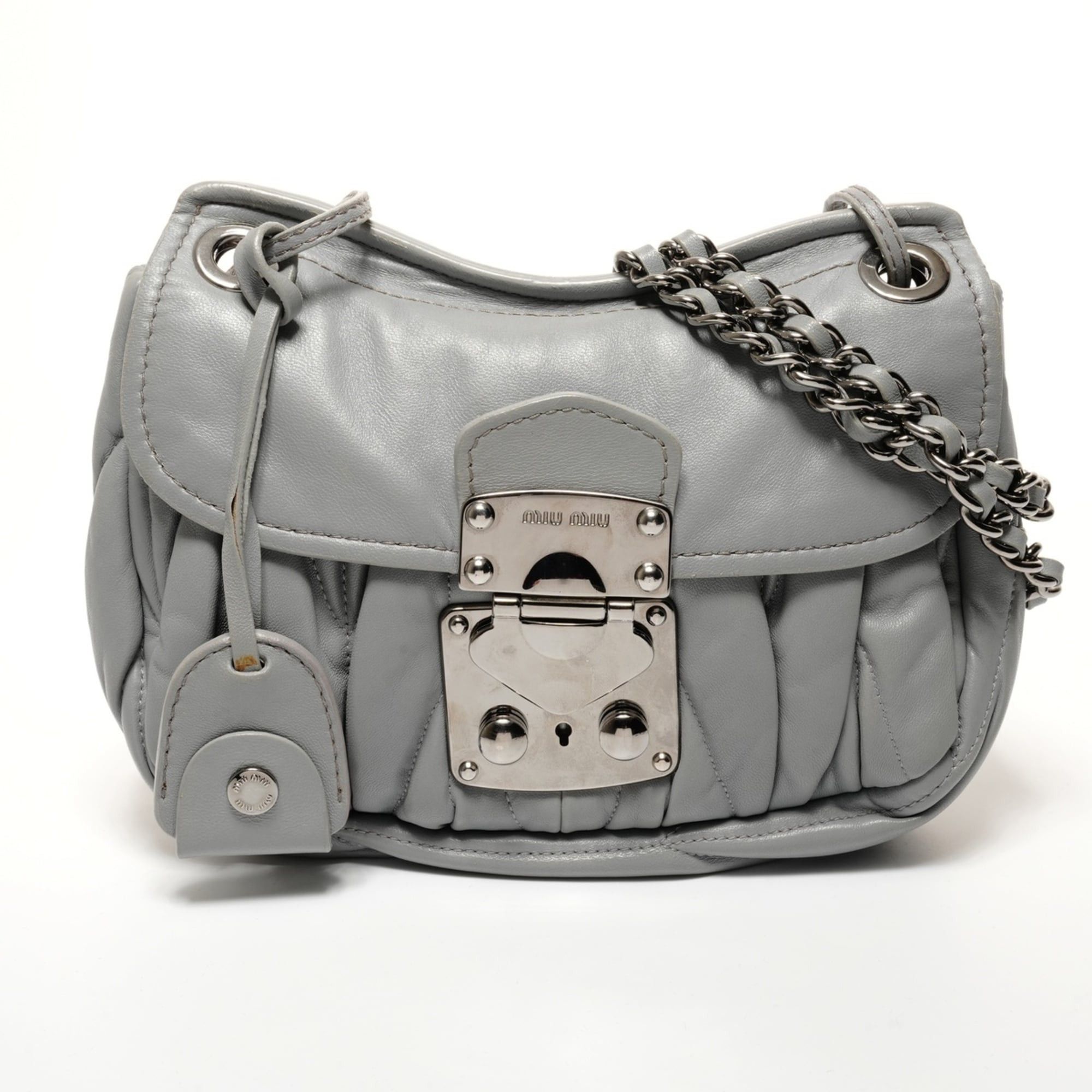 Miu Miu Miu Miu Miu Matelassé Shoulder Bag, Gray Size ONE SIZE - 1 Thumbnail