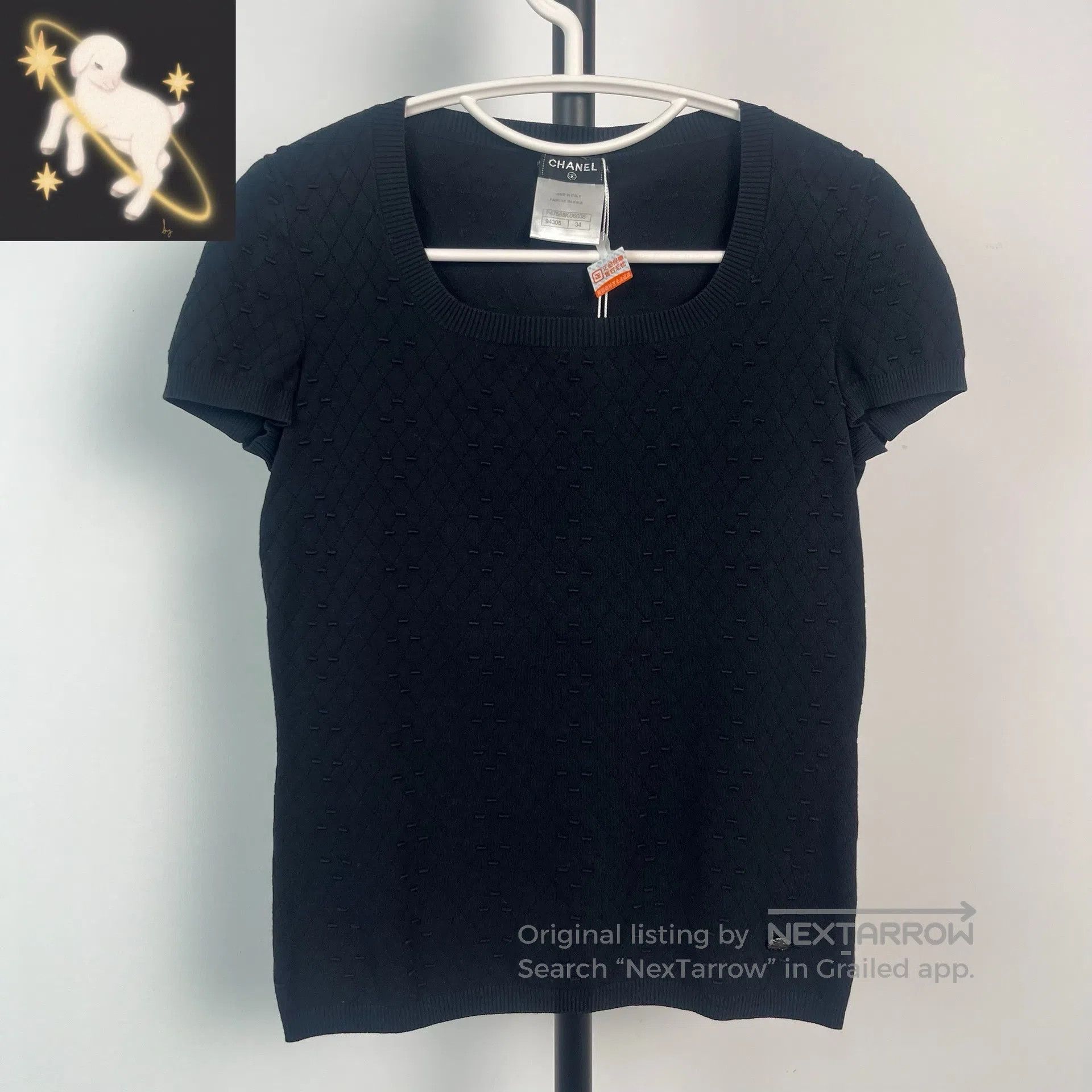 Chanel Chanel Black crew-neck patterned short-sleeve shirt, size Size XXS / US 00 / IT 34 - 1 Thumbnail