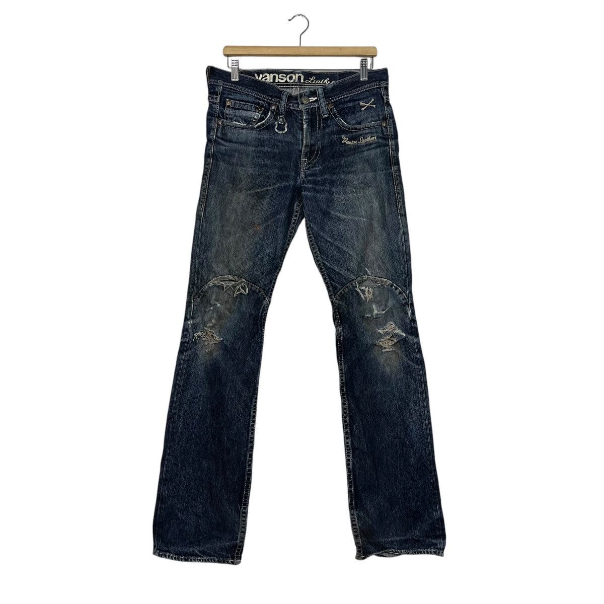 Vanson Leathers Vintage Vanson Leather Distressed Biker Jeans Size 32" / US 10 / IT 46 - 1 Thumbnail