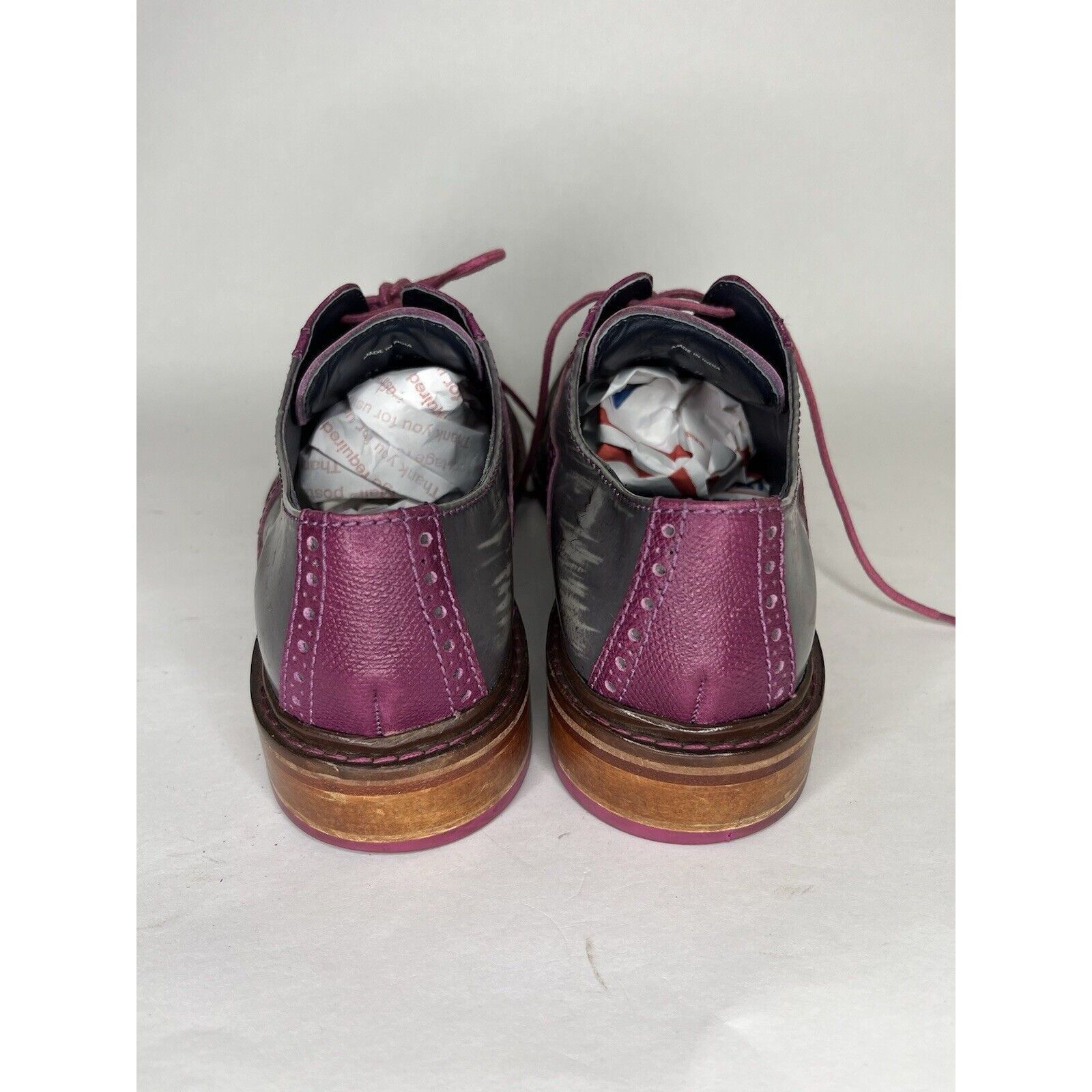 Cole Haan Cole Haan Gray Patent Leather Purple Pebbled Oxfords Shoes M Size US 9 / EU 42 - 9 Thumbnail