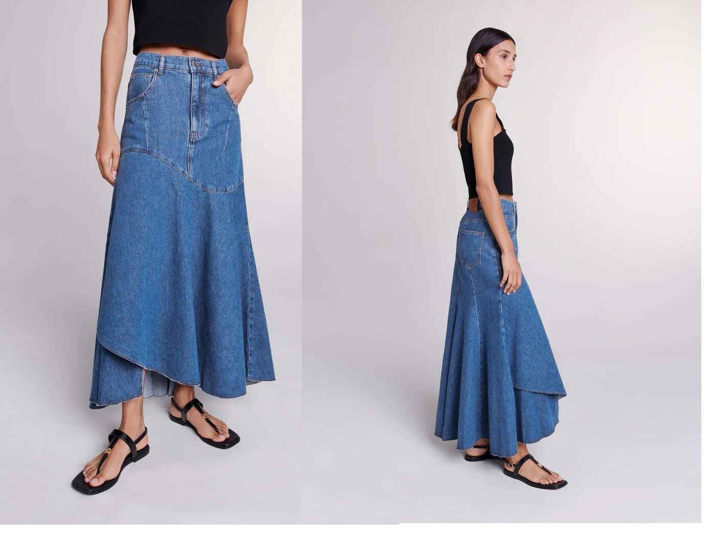 Maje Asymmetrical denim skirt Size 27" / US 4 / IT 40 - 1 Thumbnail