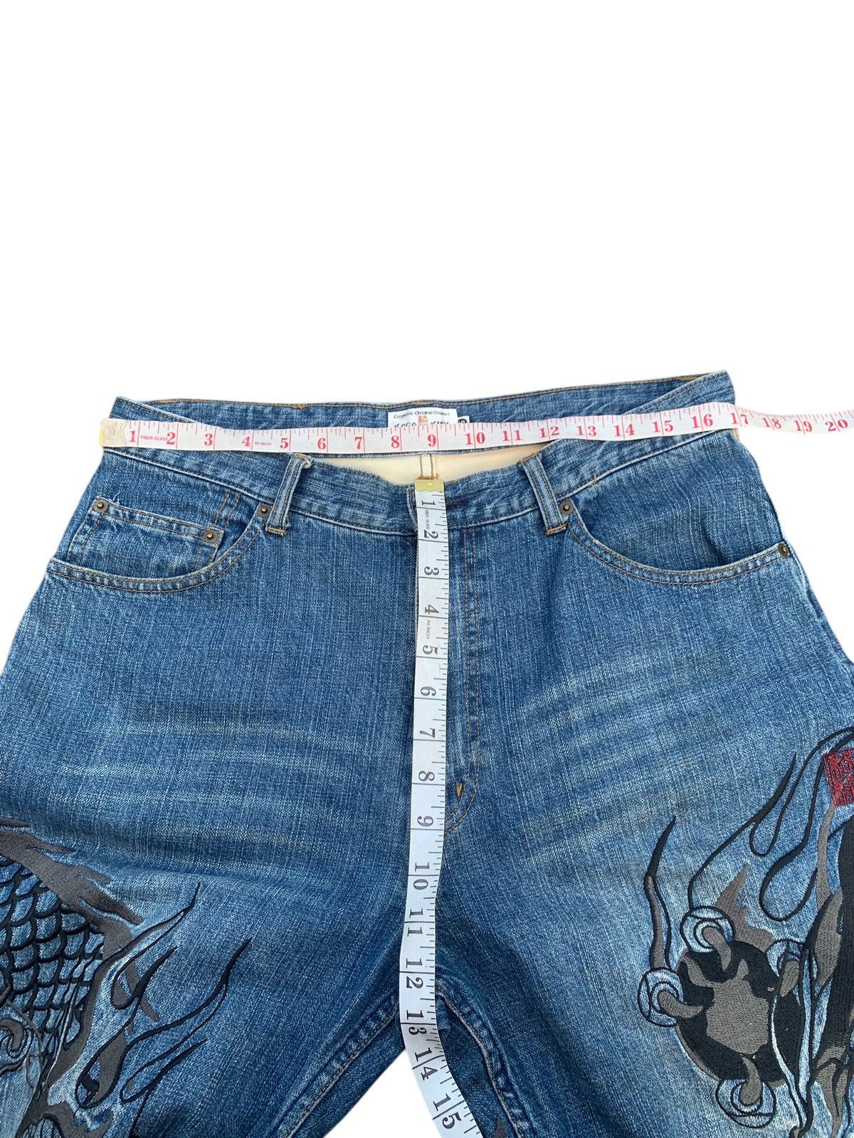 Kapital KARAKURI TAMASHI DRAGON EMBROIDERY JAPANESE SUKAJAN DENIM Size US 34 / EU 50 - 20 Thumbnail