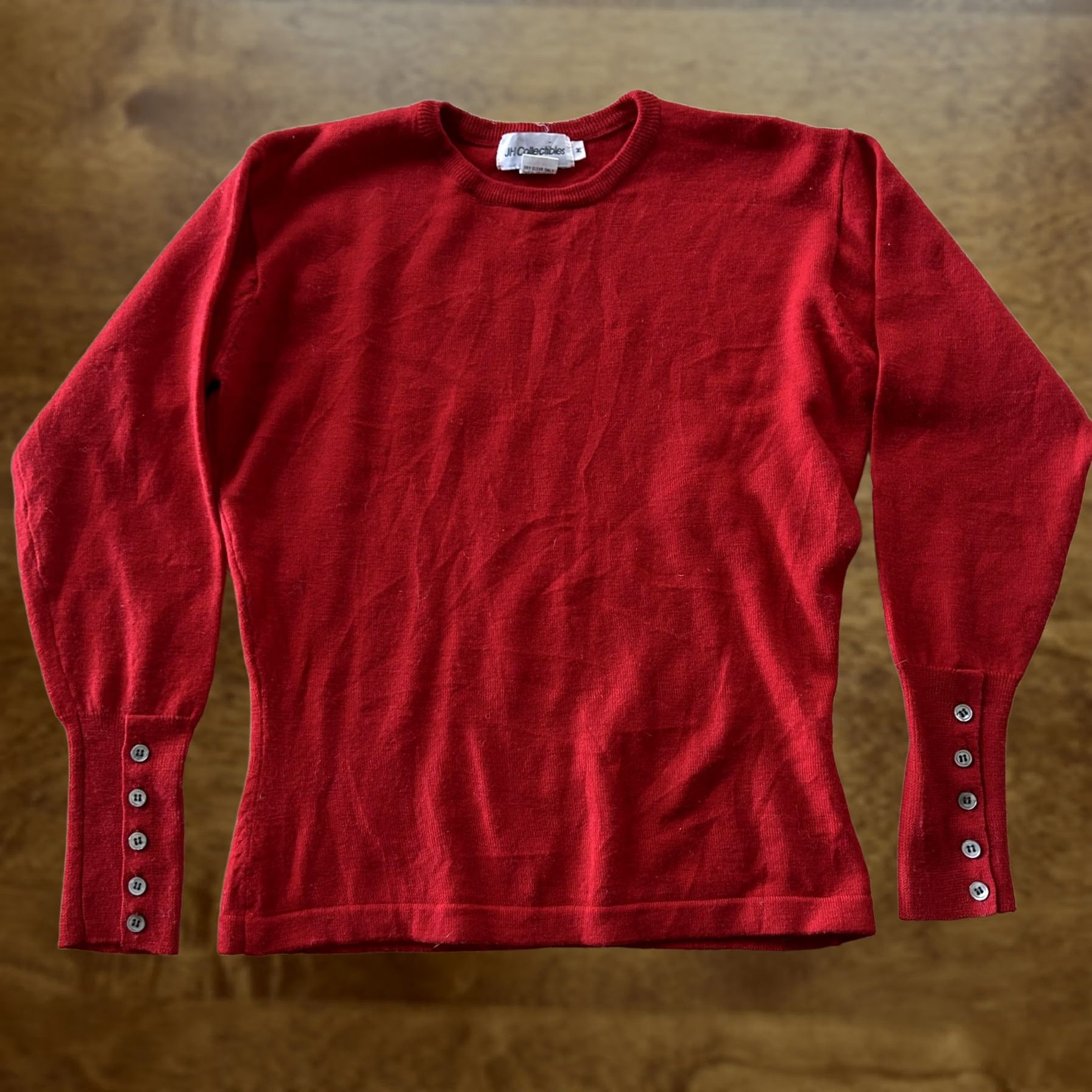 Vintage VINTAGE JH Collectibles Sweater Womens Medium Red Merino Wool Knit Button Cuff Size M / US 6-8 / IT 42-44 - 1 Thumbnail