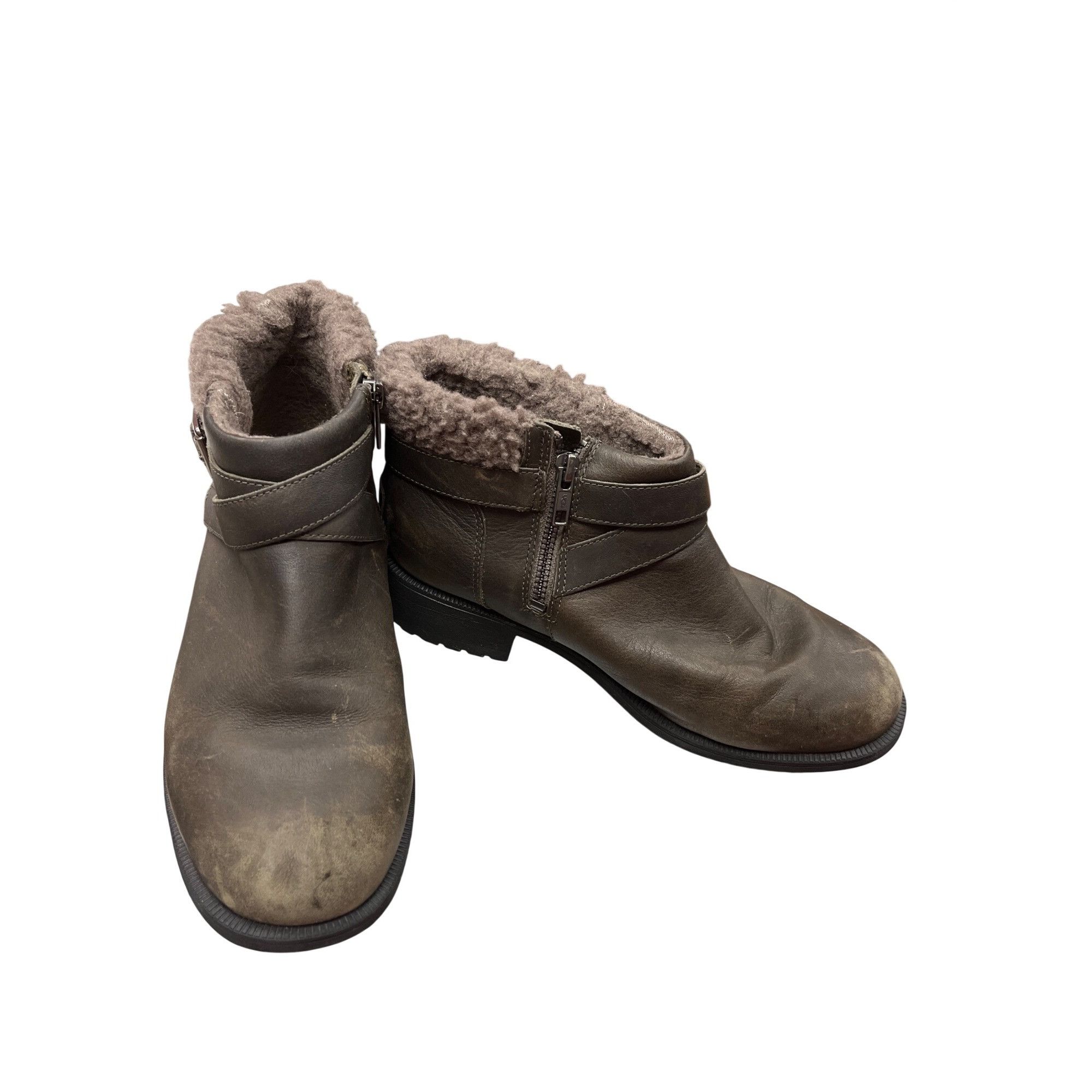 Ugg UGG Brown Leather Ankle Boots With Shearling Lining Womens S Size US 8 / IT 38 - 1 Thumbnail