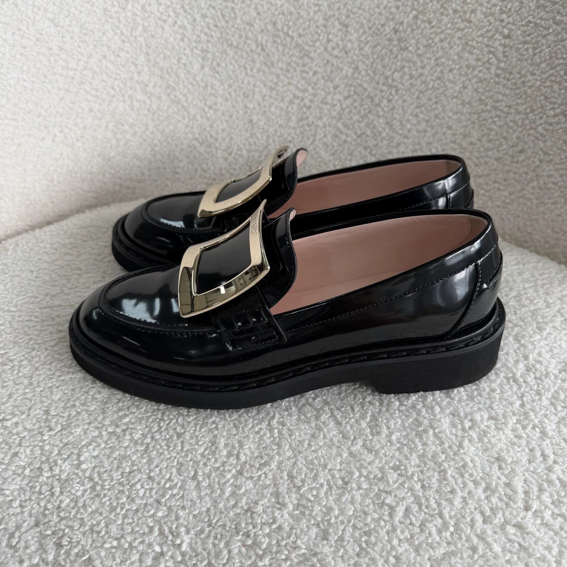 Roberto Cavalli Roger Vivier Black Loafer 37 8144 Size US 6.5 / IT 36.5 - 3 Thumbnail