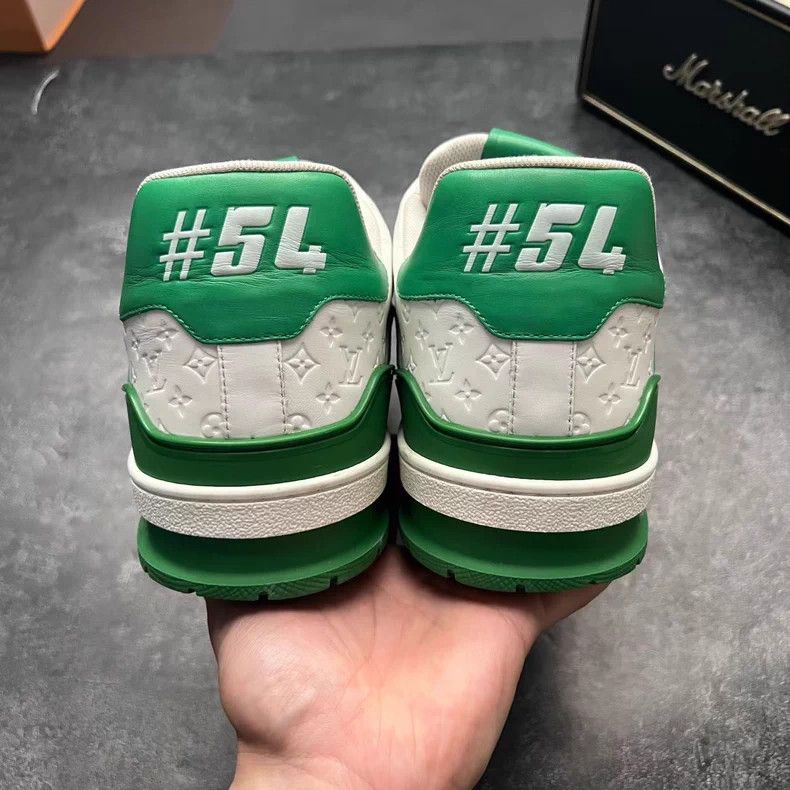 Louis Vuitton Louis Vuitton TRAINER White and Green Full Print Relief sh Size US 12 / EU 45 - 6 Thumbnail