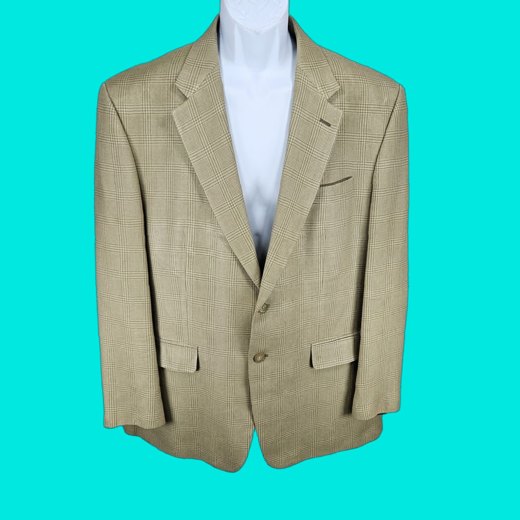 Ralph Lauren Lauren Ralph Lauren Sport Coat Blazer Notch 2 Button Single-Breasted Silk Beige 43R Men Size 46R - 1 Thumbnail