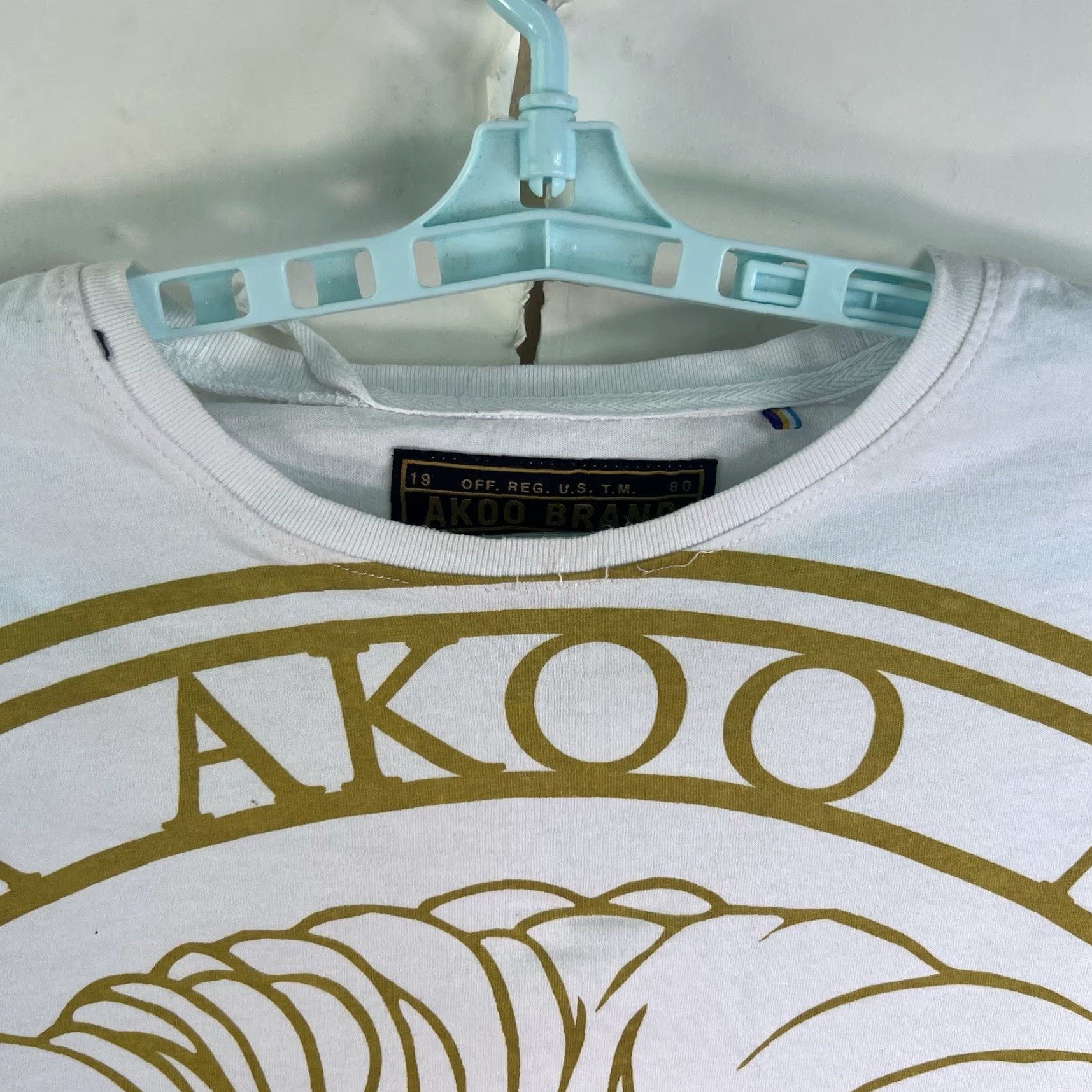 Olive Akoo Live Full Live Well T-Shirt Mens XL White Gold Long Sleeve Hip Hop Graphic Print Logo Crew Neck T-Shirt, White, XL, Mens Size US XL / EU 56 / 4 - 2 Thumbnail