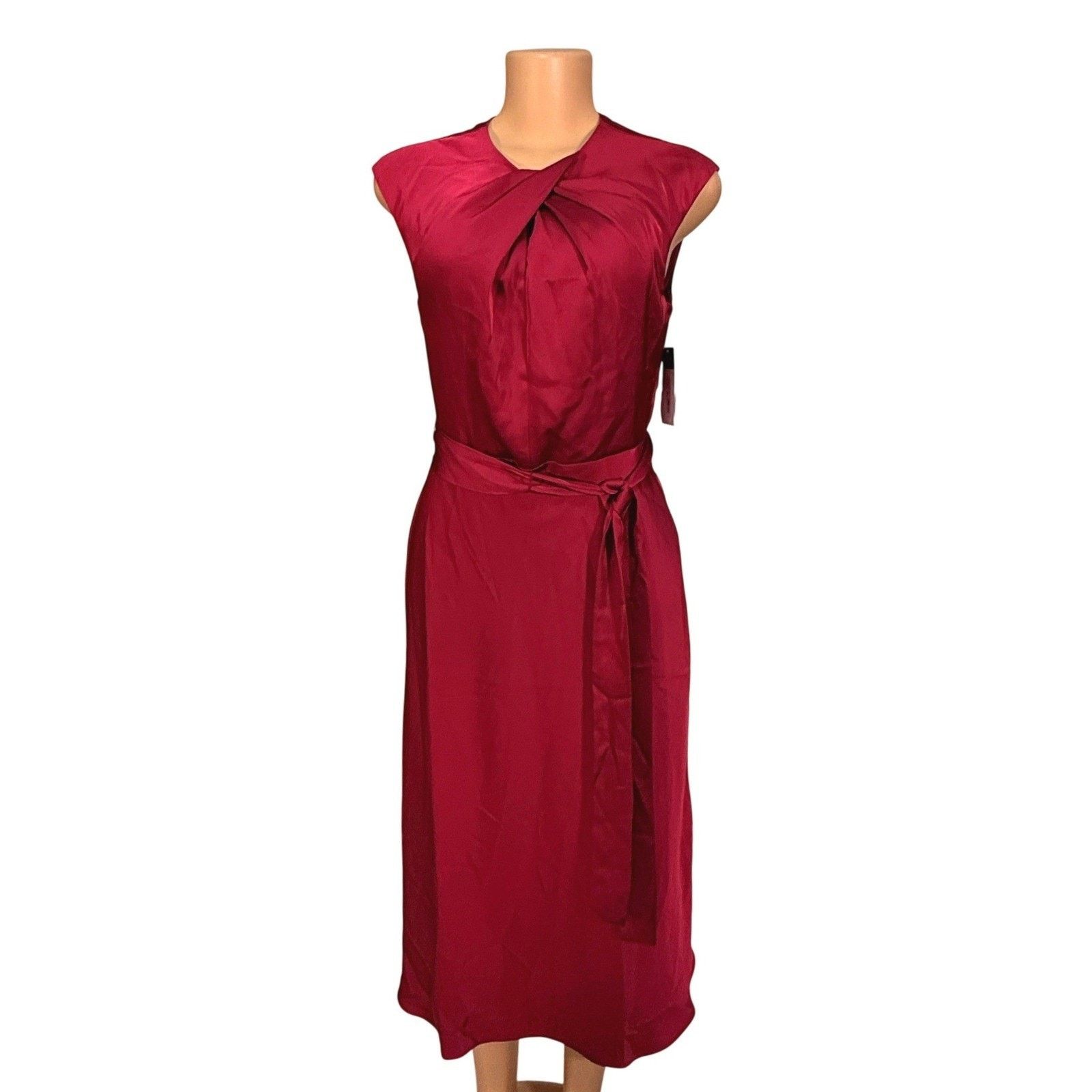 Other Tahari ASL Petite Red Twist Neck Sleeveless Midi Dress Size M / US 6-8 / IT 42-44 - 1 Thumbnail