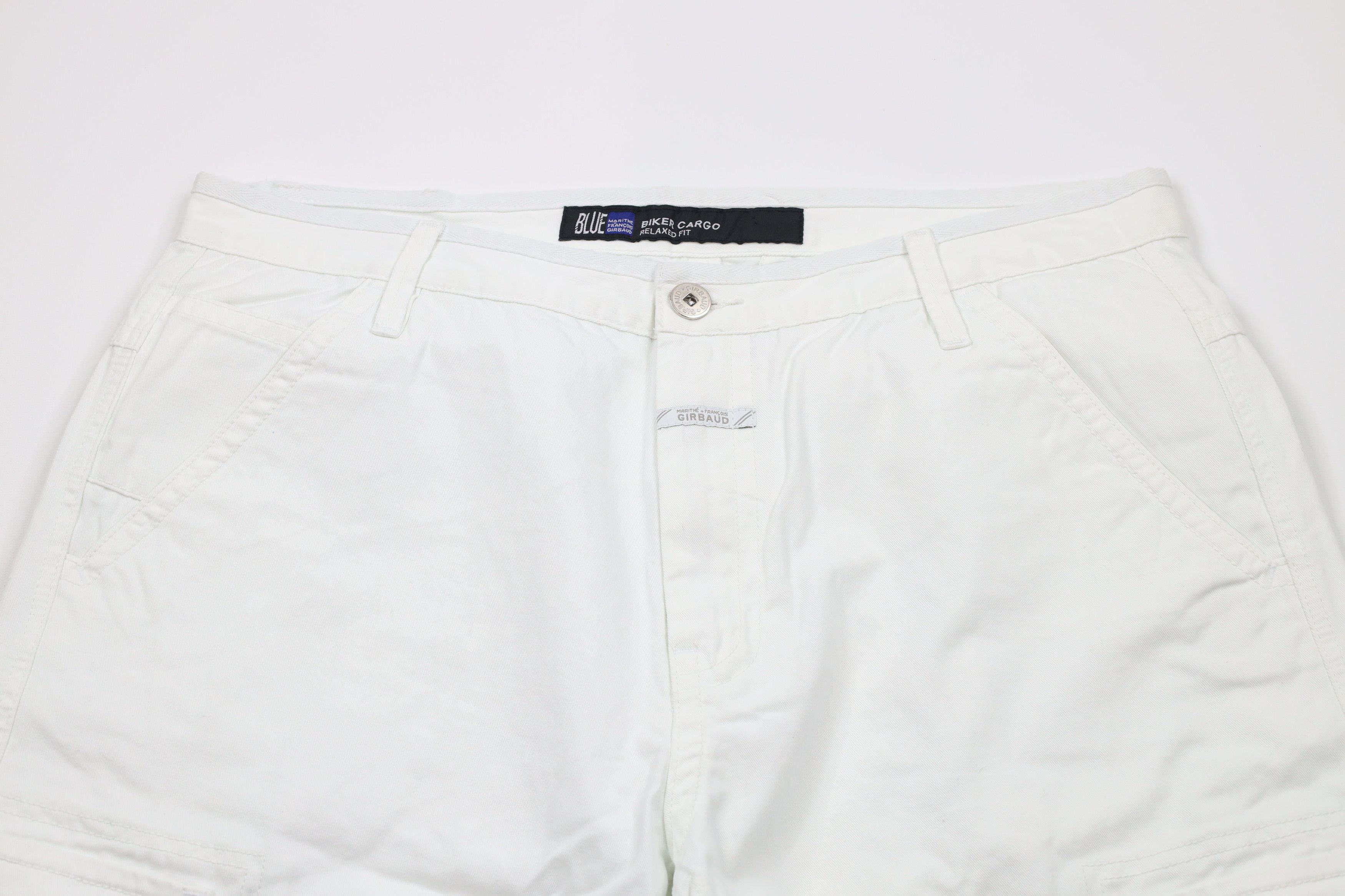 Marithe + Francois Girbaud × Vintage Vintage 90s Marithe Francois Girbaud Bike Cargo Shorts White Size US 38 / EU 54 - 2 Thumbnail