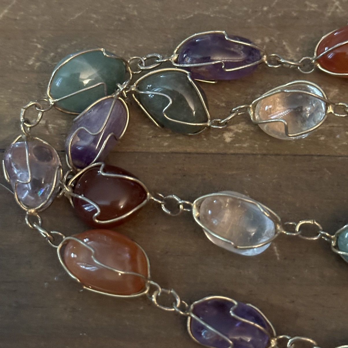 Vintage Vintage caged polished semiprecious stones necklace Size ONE SIZE - 3 Thumbnail