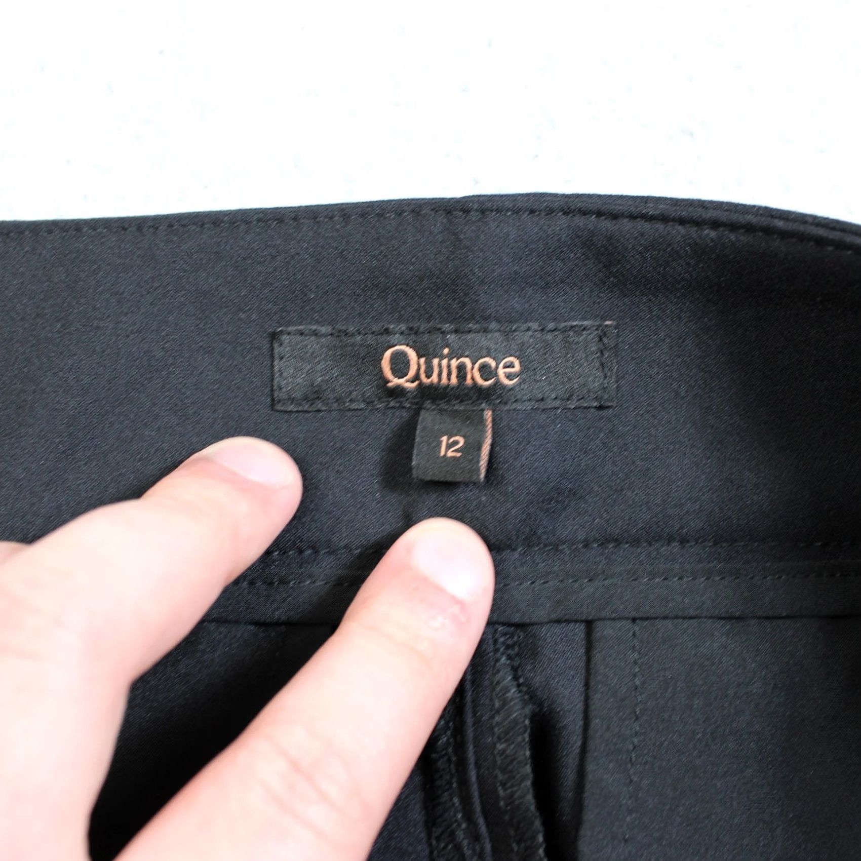 Quince Quince Pants Women 12 Black Crepe Straight Leg Gold Button Dress Office Work Size 34" / US 12 / IT 48 - 3 Thumbnail