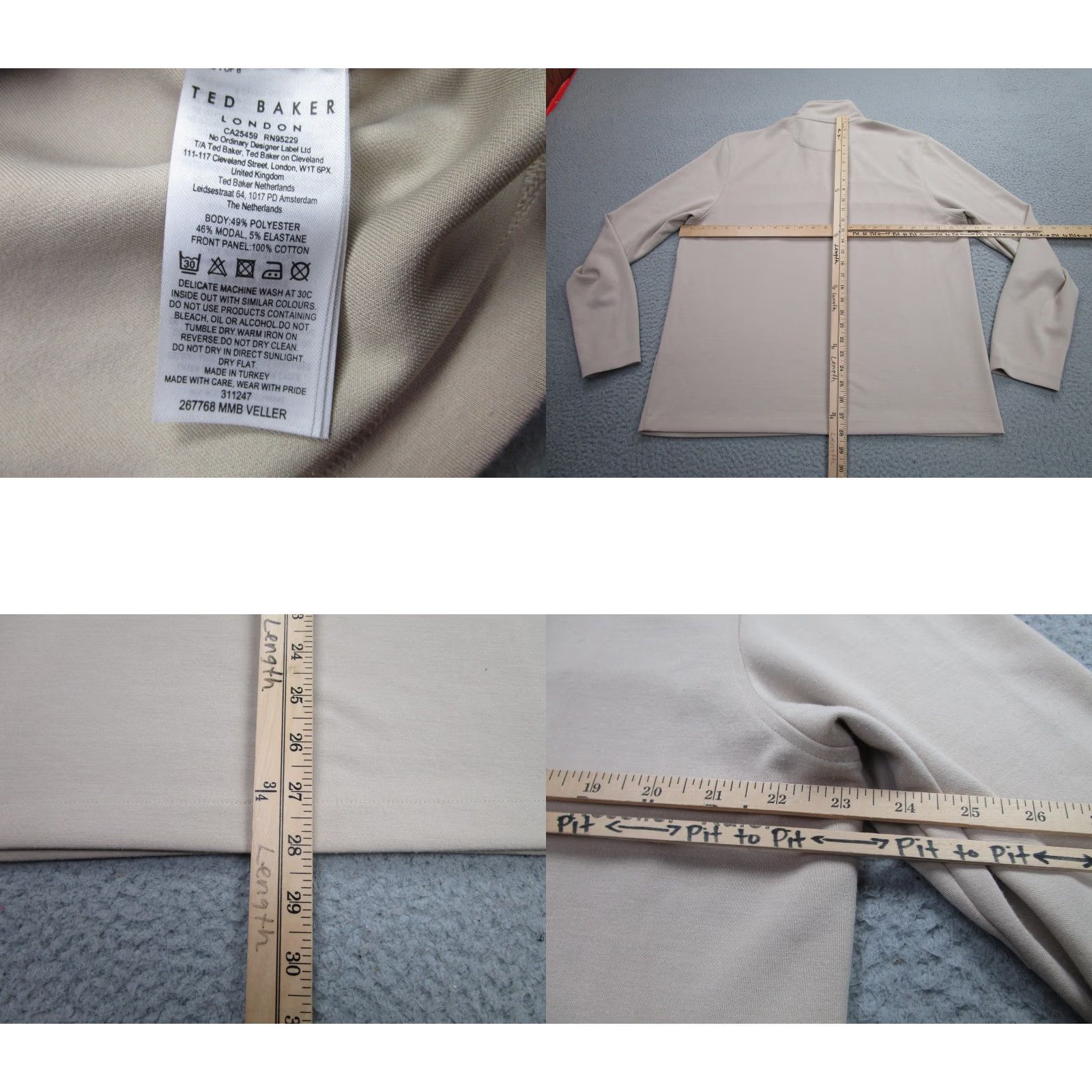 Ted Baker Ted Baker Sweater Mens XL Beige Black Quarter Zip Mock Neck Colorblock Pullover Size US XL / EU 56 / 4 - 8 Thumbnail