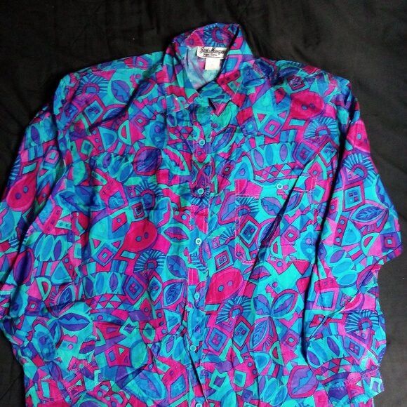 Other Vintage Jeri Marque Abstract Geometric Button Shirt Size L / US 10 / IT 46 - 2 Thumbnail