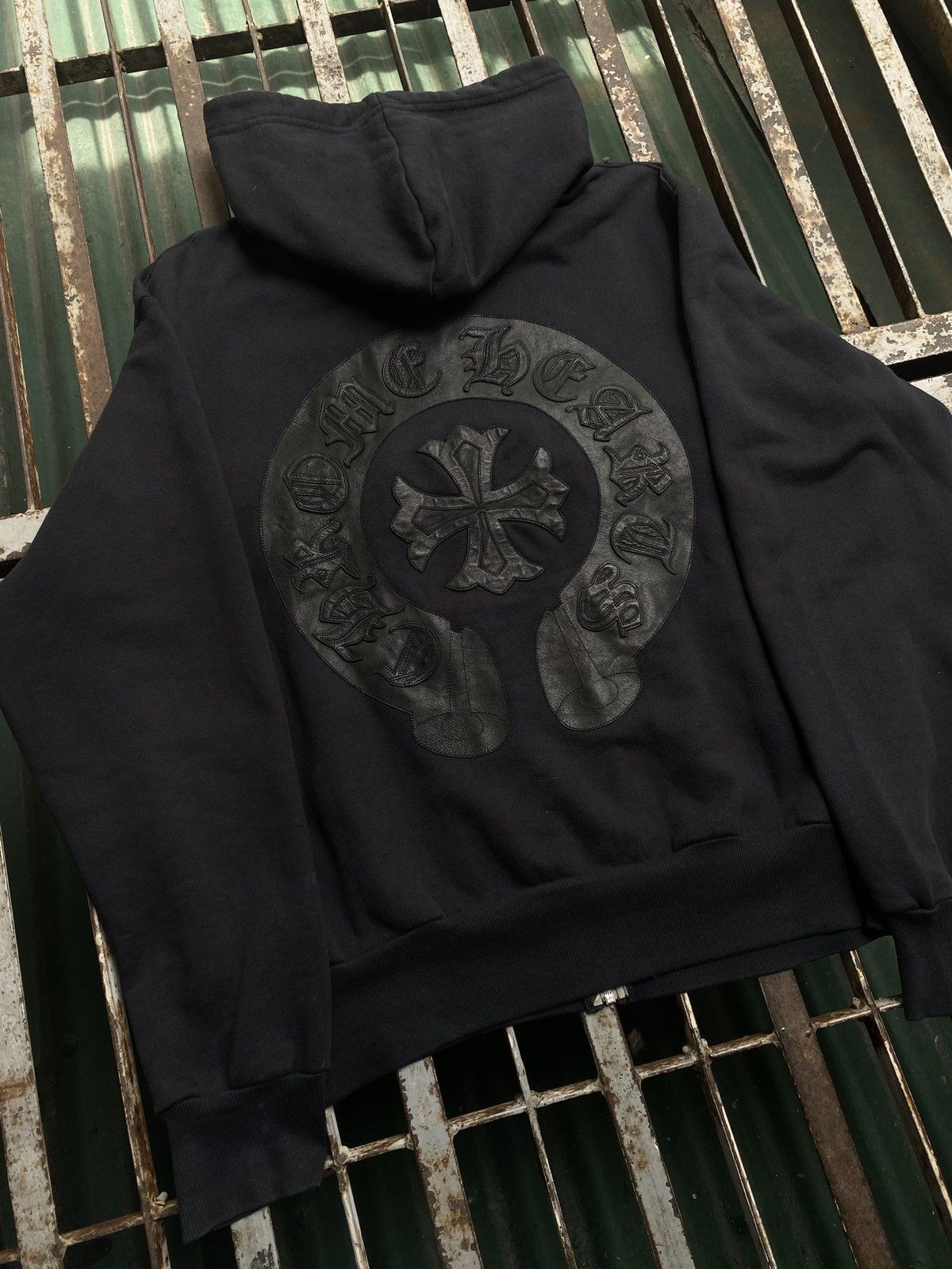 Chrome Hearts SOLD! JAPAN EXCLUSIVE - Leather Horseshoe Cross Patch Zip Up Size US XXL / EU 58 / 5 - 1 Thumbnail