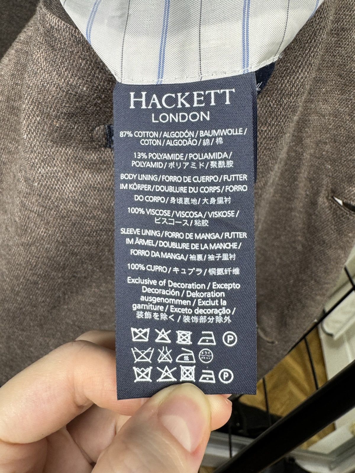 Hackett London brown cotton unlined 2 buttons blazer