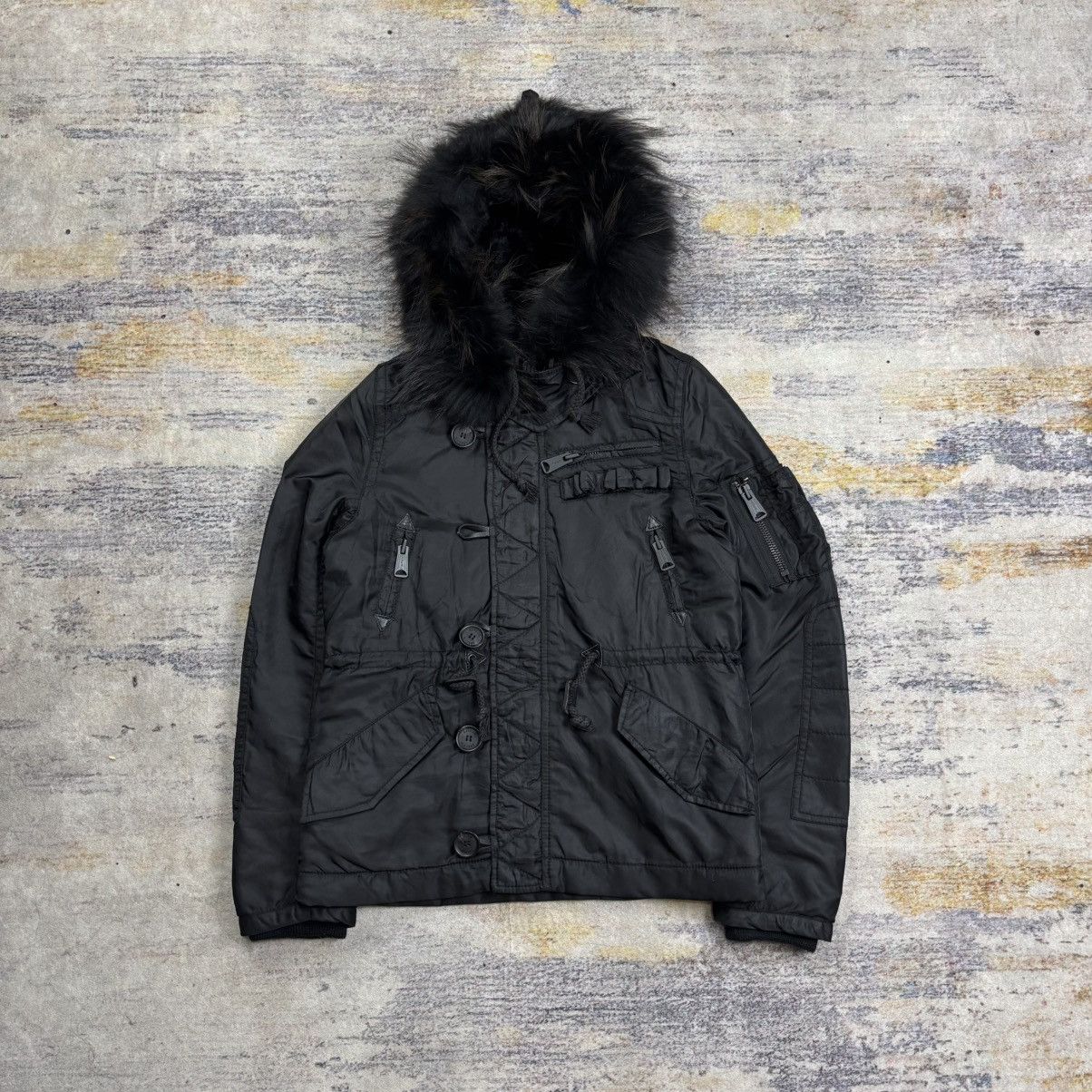 14th Addiction Moussy fur hood military bomber jacket vkei lgb style Size US S / EU 44-46 / 1 - 1 Thumbnail