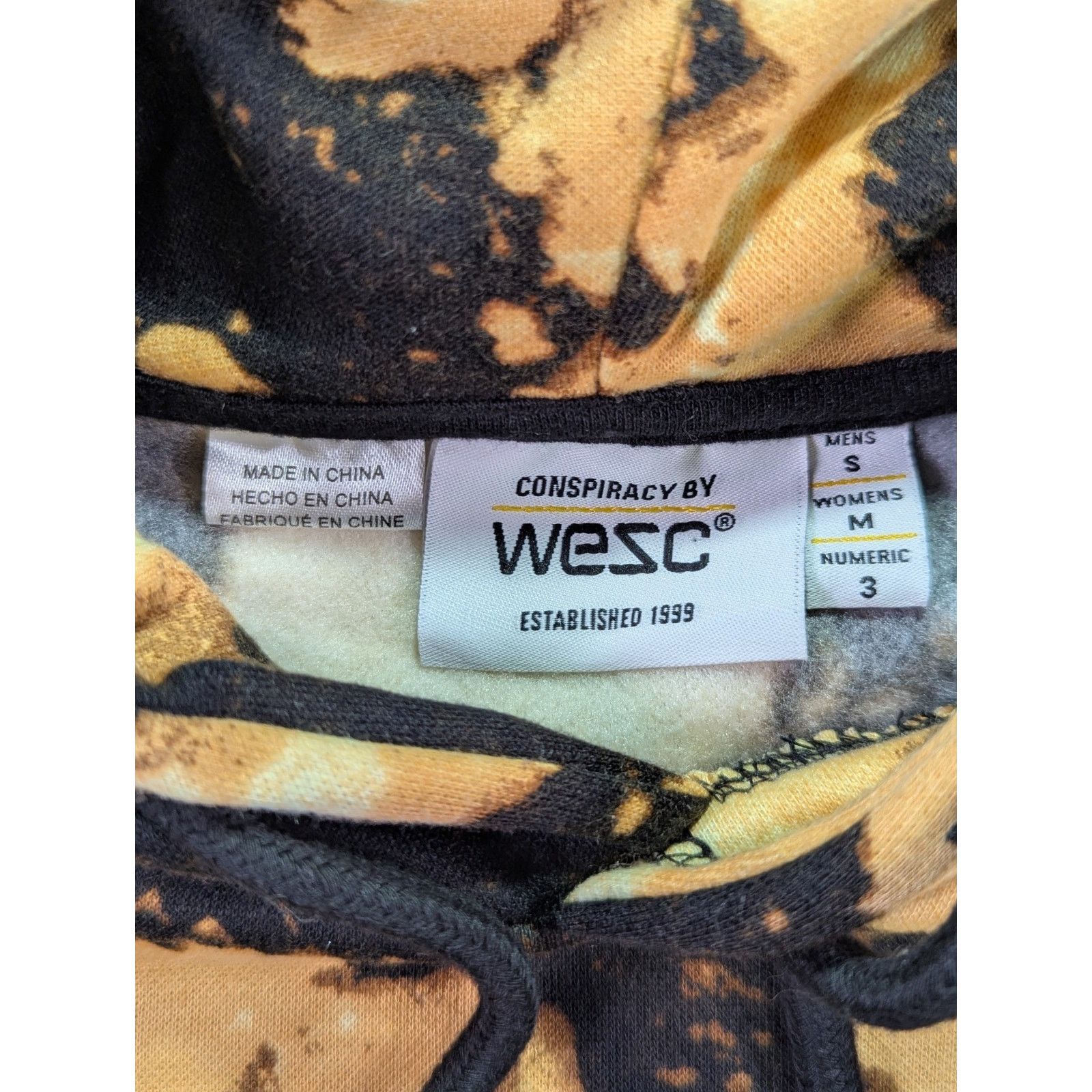 WeSC WeSC Conspiracy Mike Bleached Hoodie Black Yellow S/M Size US S / EU 44-46 / 1 - 5 Thumbnail