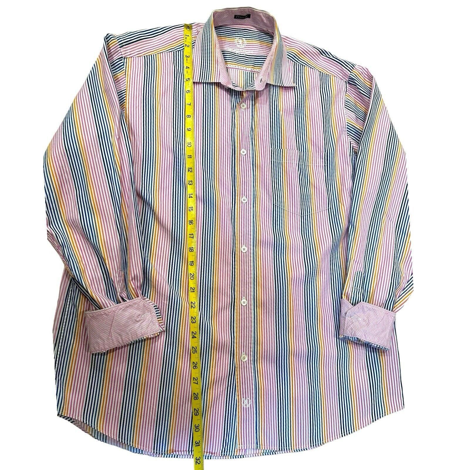 Designer Bugatchi Uomo Men’s Button Up Shirt Striped Classic Fit XL Size 44R - 3 Thumbnail