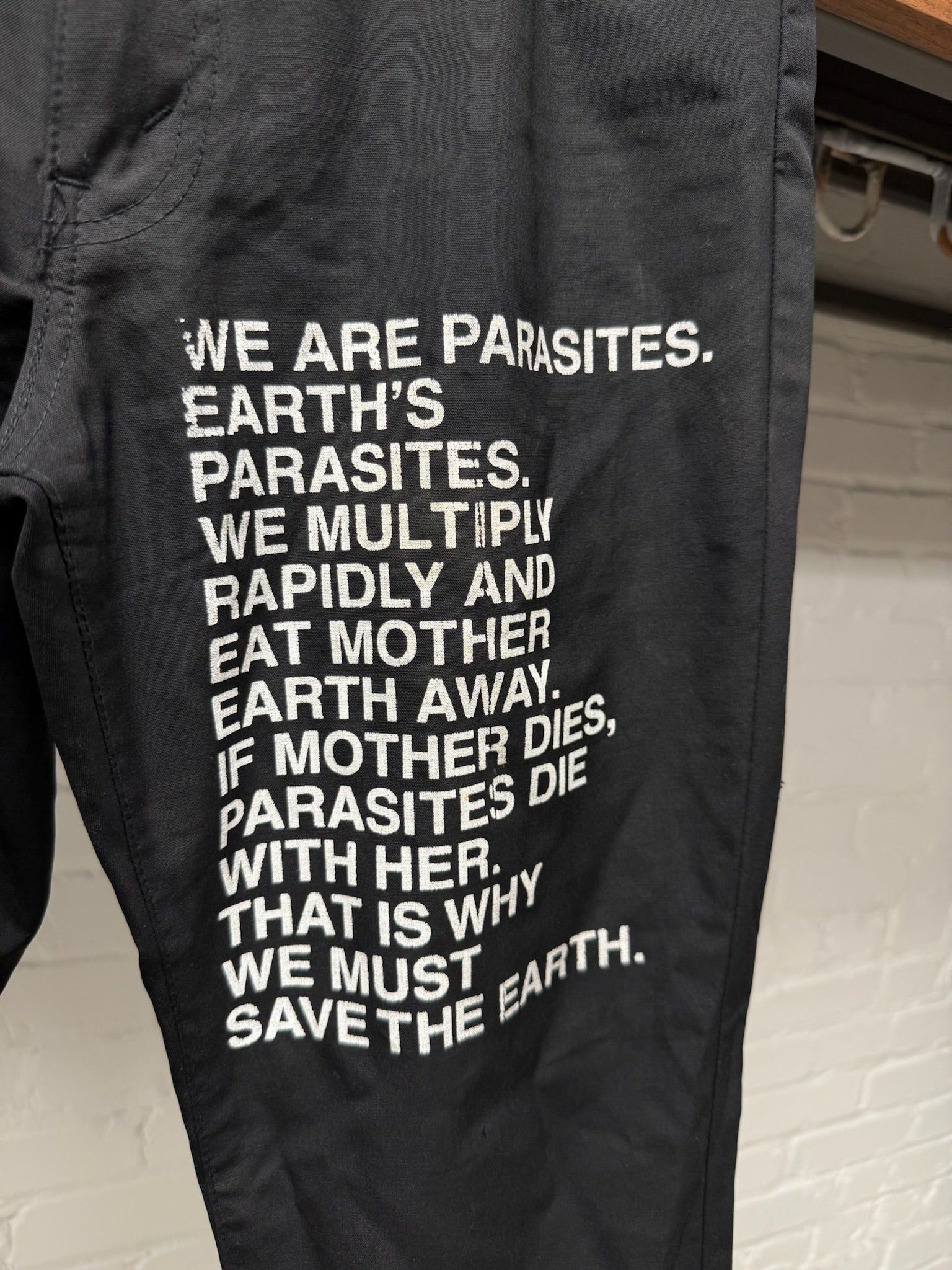 Junya Watanabe SS2002 Junya Watanabe x Levi’s ‘Earth’s Parasites’ Poem Black Trousers Size US 32 / EU 48 - 2 Thumbnail
