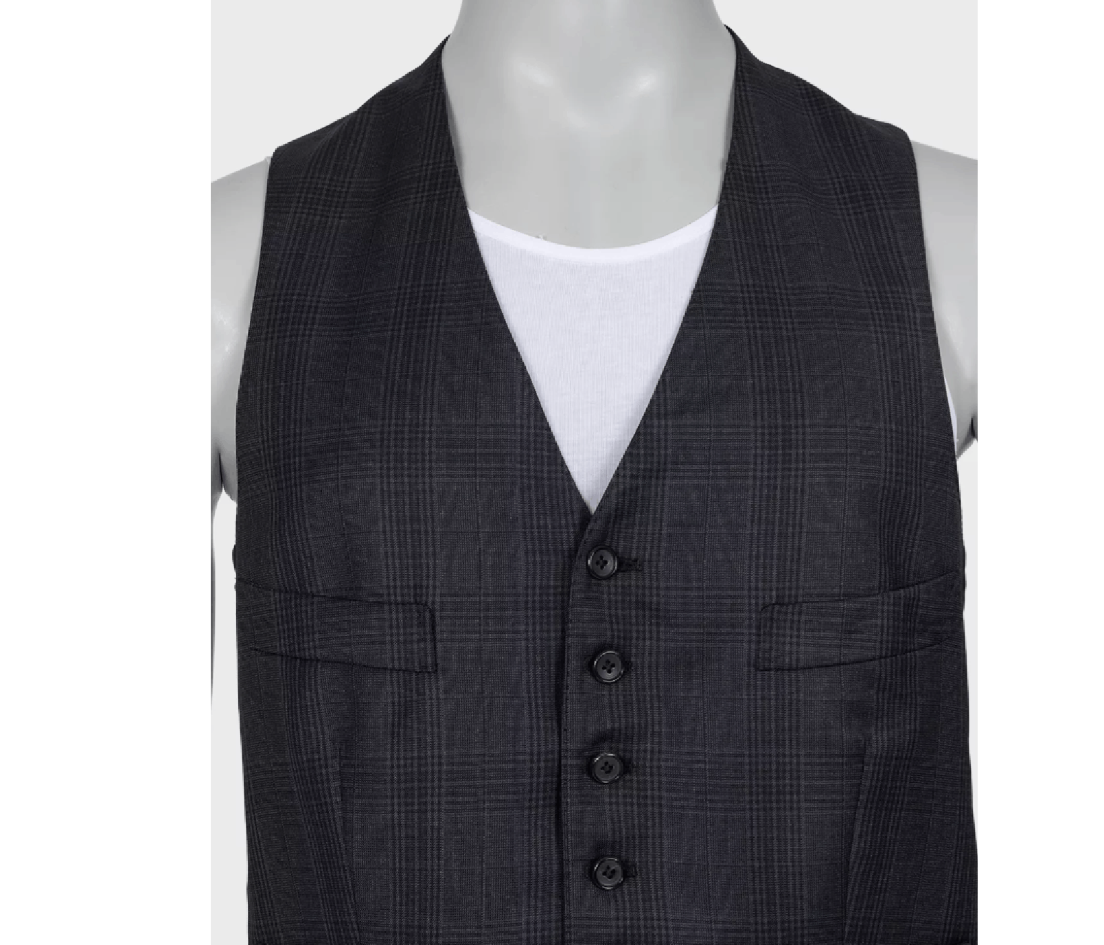 Tom Ford Tom Ford Black Check Wool Waistcoat IT48 M Size 48R - 4 Thumbnail