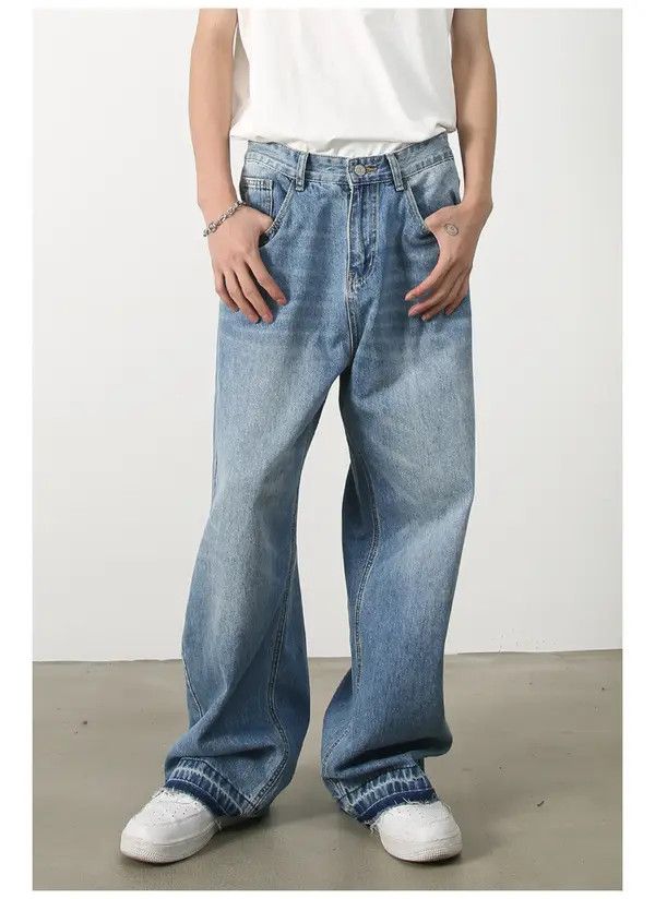 Japanese Brand Yuri Retro men's washed straight loose wide-leg jeans Size US 32 / EU 48 - 3 Thumbnail