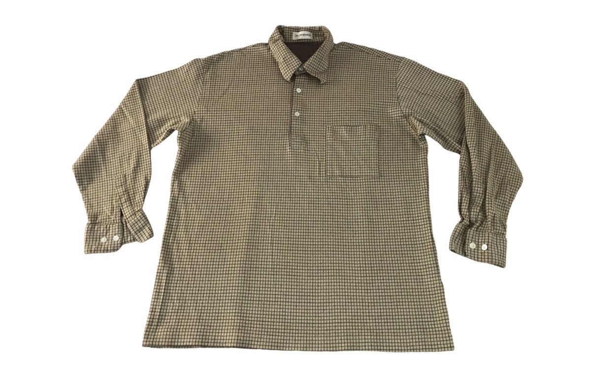 Vintage Yves Saint Lauren Single Pocket Checked Polo Printed Size US L / EU 52-54 / 3 - 1 Thumbnail