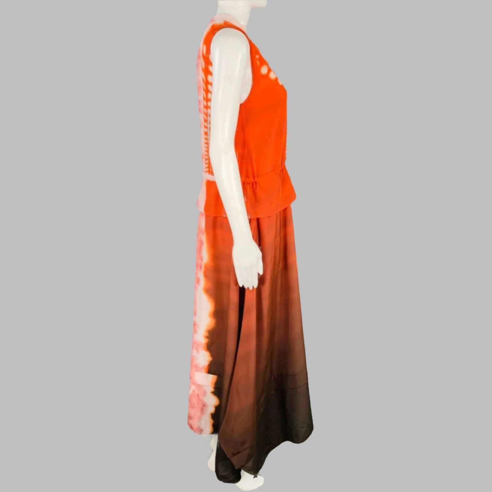 Altuzarra Penelope Orange Brown Tie Dye Sleeveless Asymmetrical Dress Size XS / US 0-2 / IT 36-38 - 3 Thumbnail